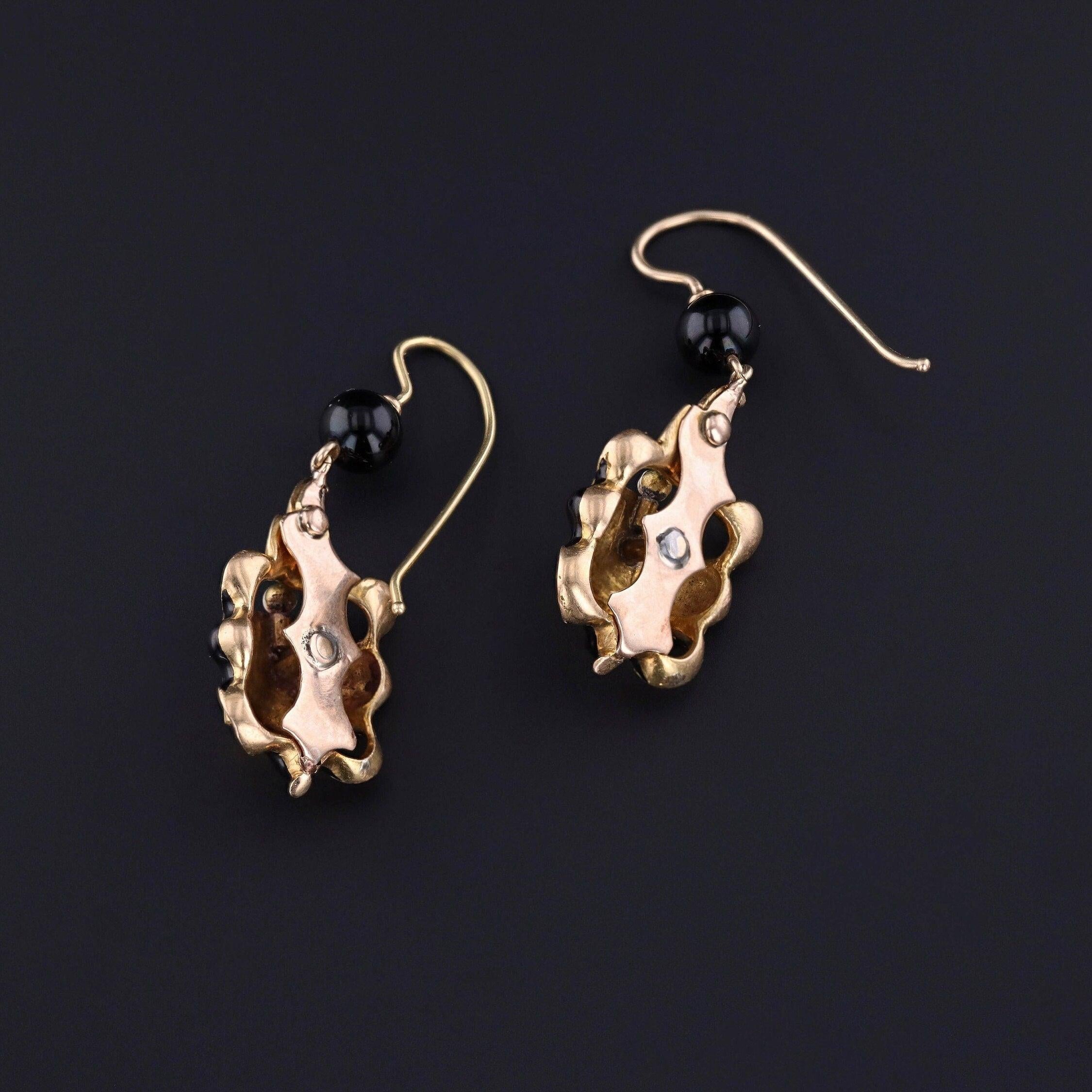 Renaissance Revival Table Cut Diamond Earrings of Gold In Excellent Condition For Sale In Lewisburg, PA