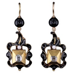 Boucles d'oreilles en or à diamants taillés en table, de style Revive