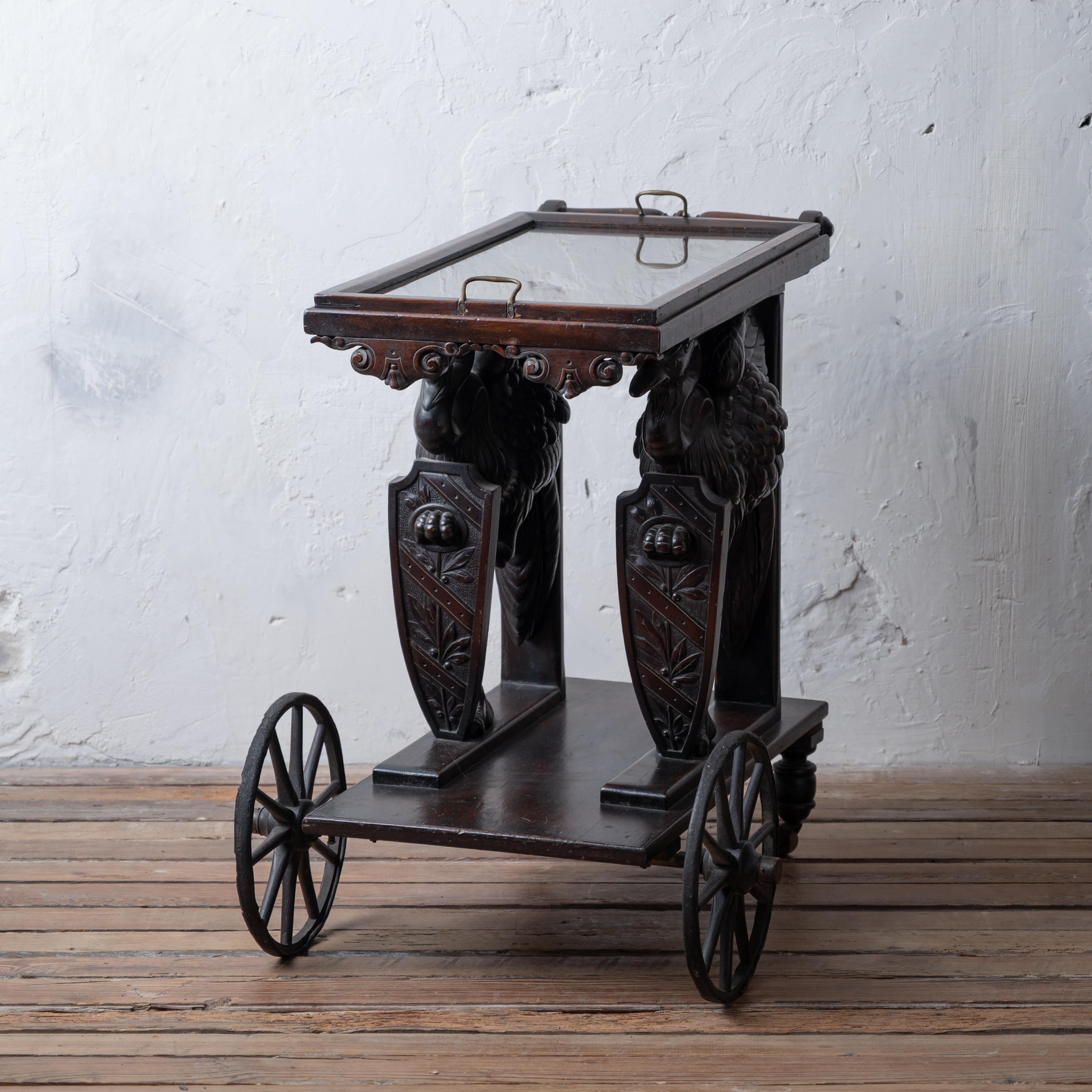 Walnut Renaissance Revival Tea Trolley For Sale