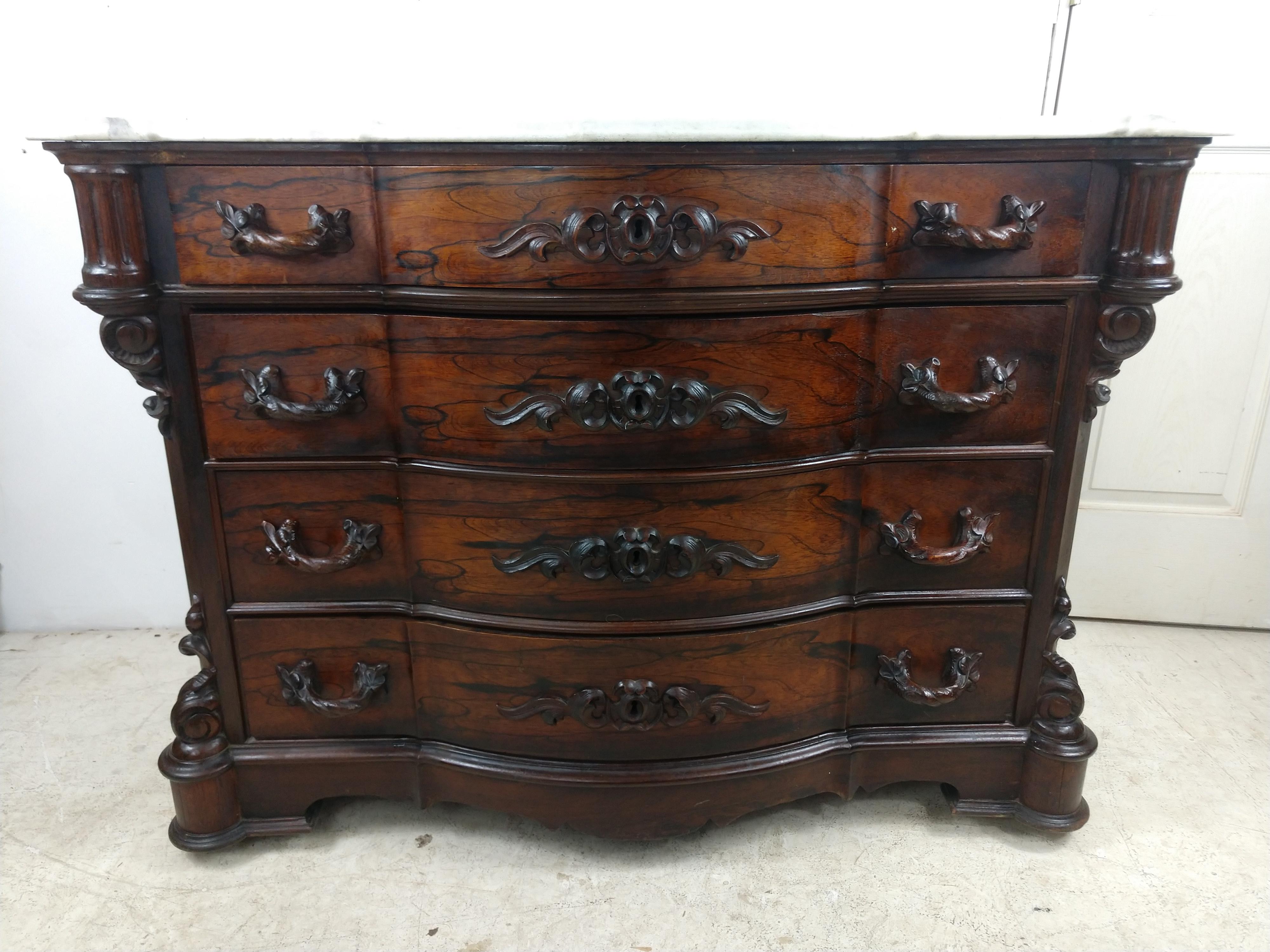 Renaissance Revival Victorian Rosewood 4 Drawer Dresser, C1870 3