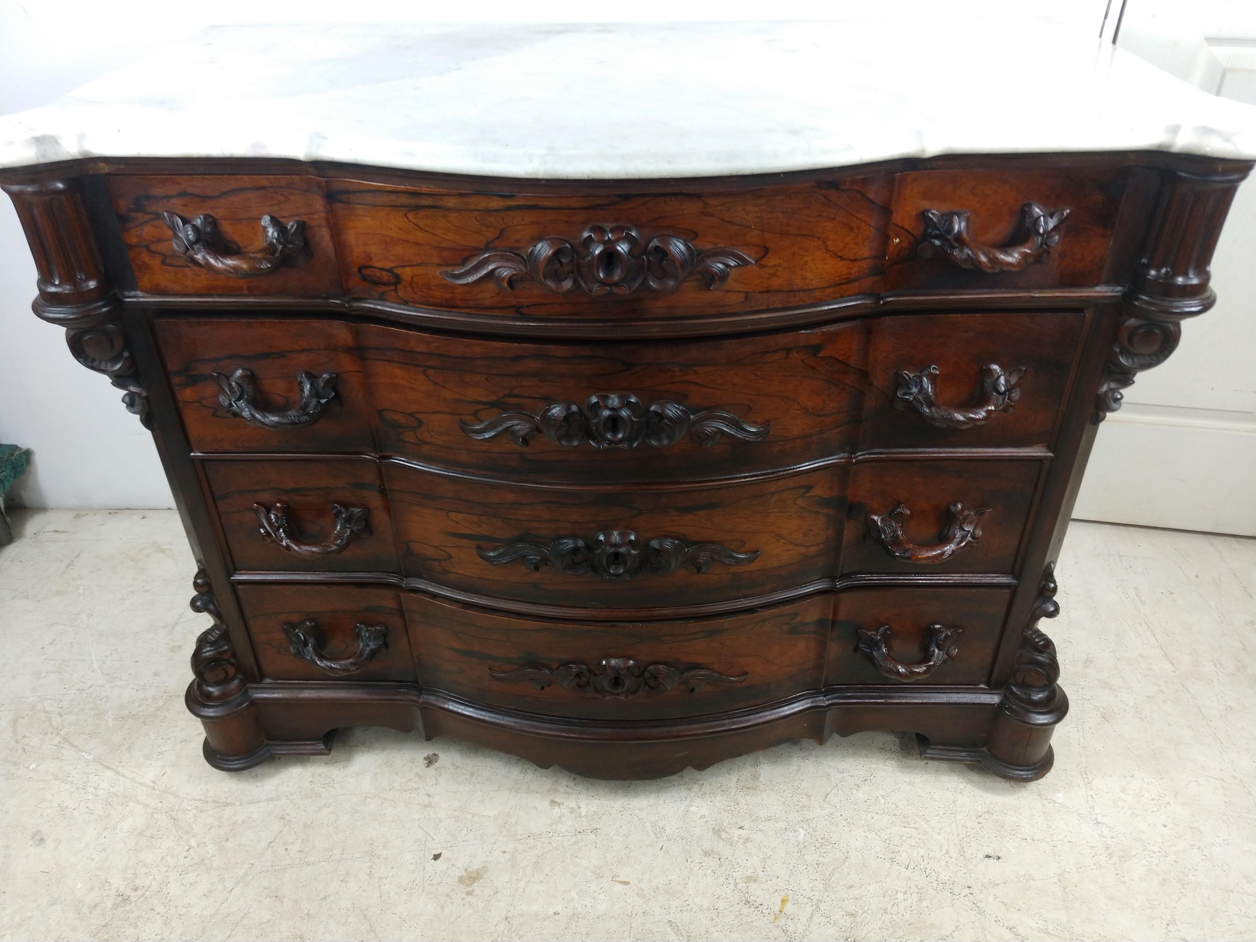 Late 19th Century Renaissance Revival Victorian Rosewood 4 Drawer Dresser, C1870