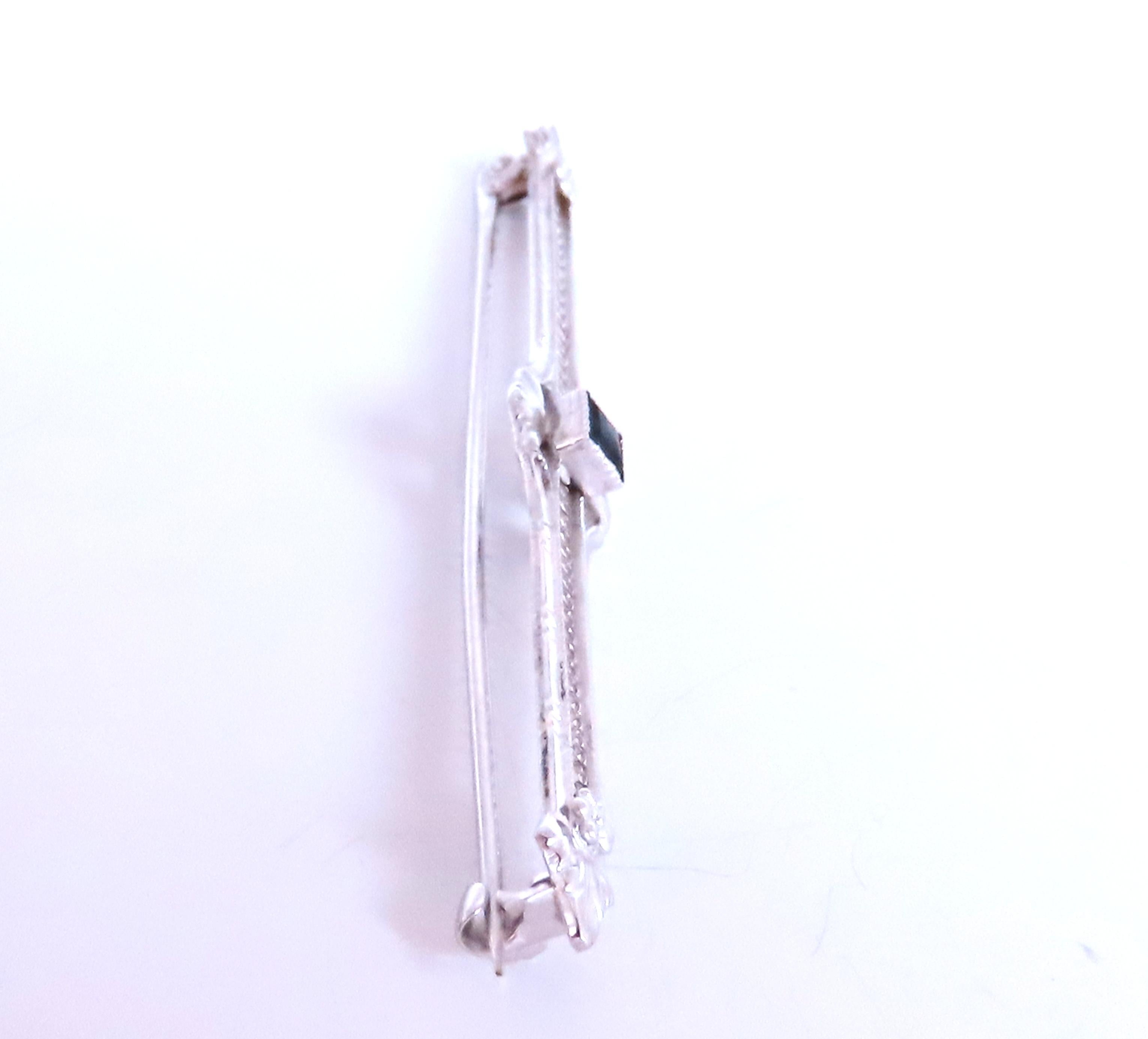 Renaissance Revival Vintage Saphir-Anstecknadel 14kt 12535, Vintage (Carréeschliff) im Angebot