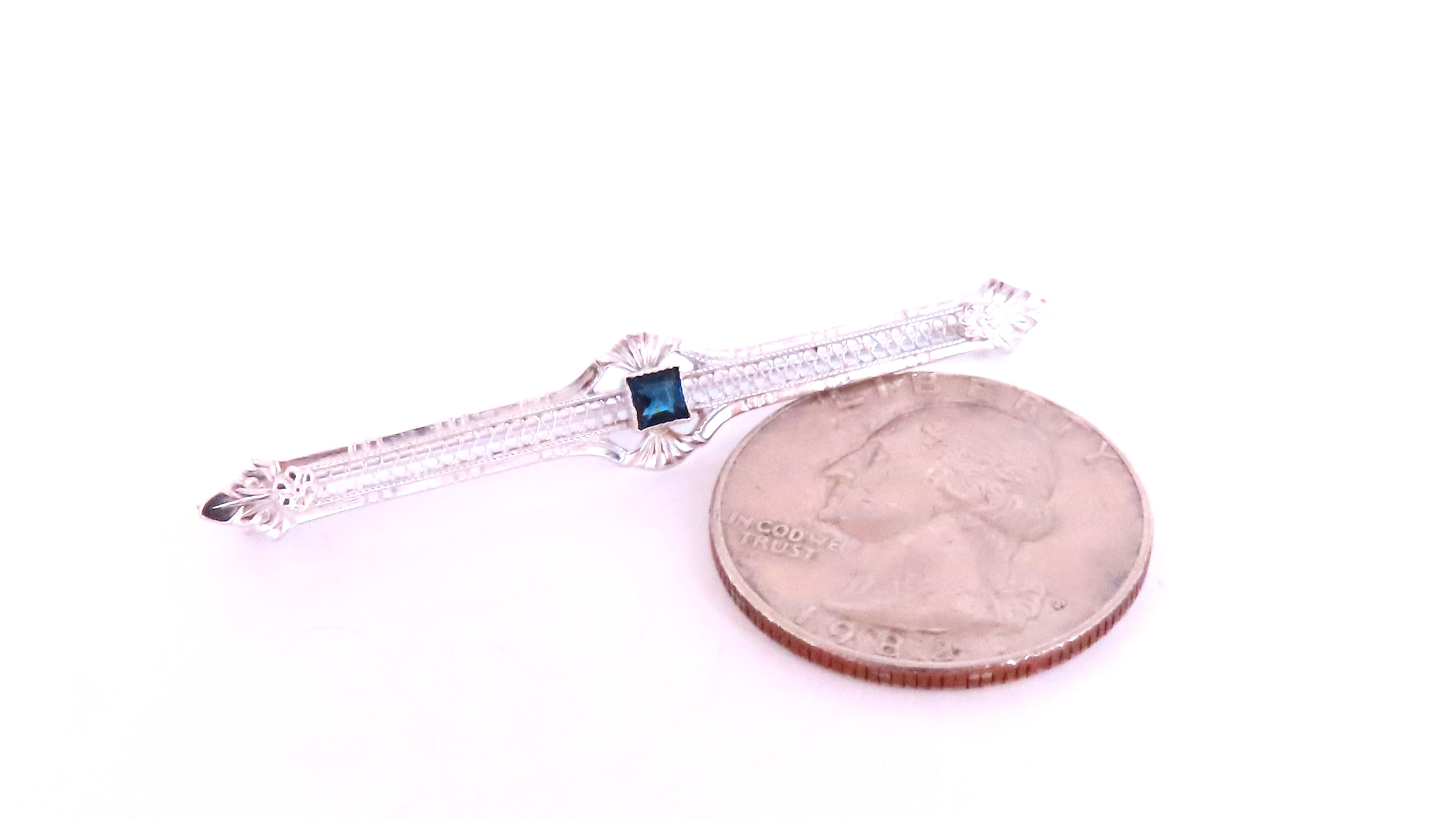 Renaissance Revival Vintage Saphir-Anstecknadel 14kt 12535, Vintage im Zustand „Neu“ im Angebot in New York, NY