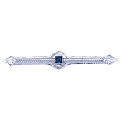 Renaissance Revival Vintage Sapphire pin 14kt 12535