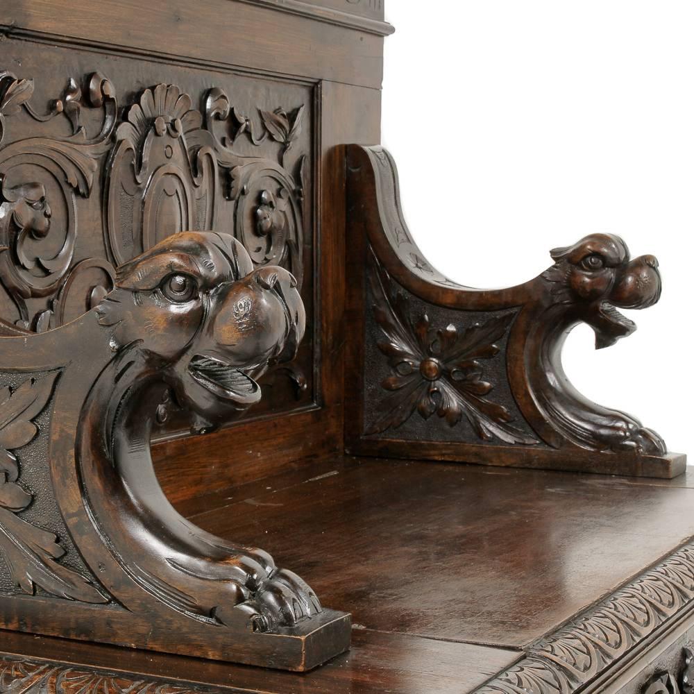 Renaissance Revival Walnut Bench In Excellent Condition In Vancouver, British Columbia