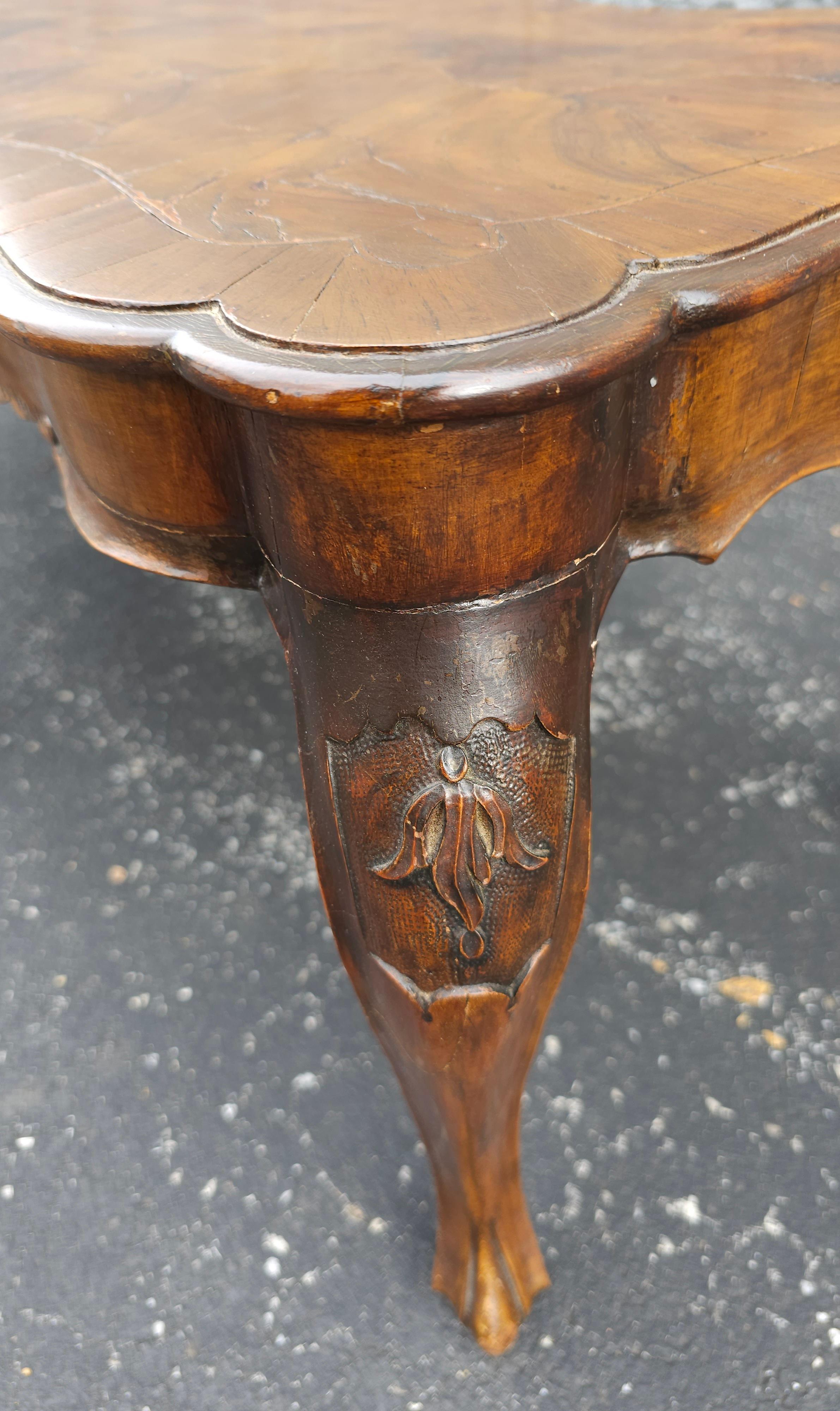 Renaissance Revival Walnut Burl and Fruitwood Cocktail Table For Sale 6