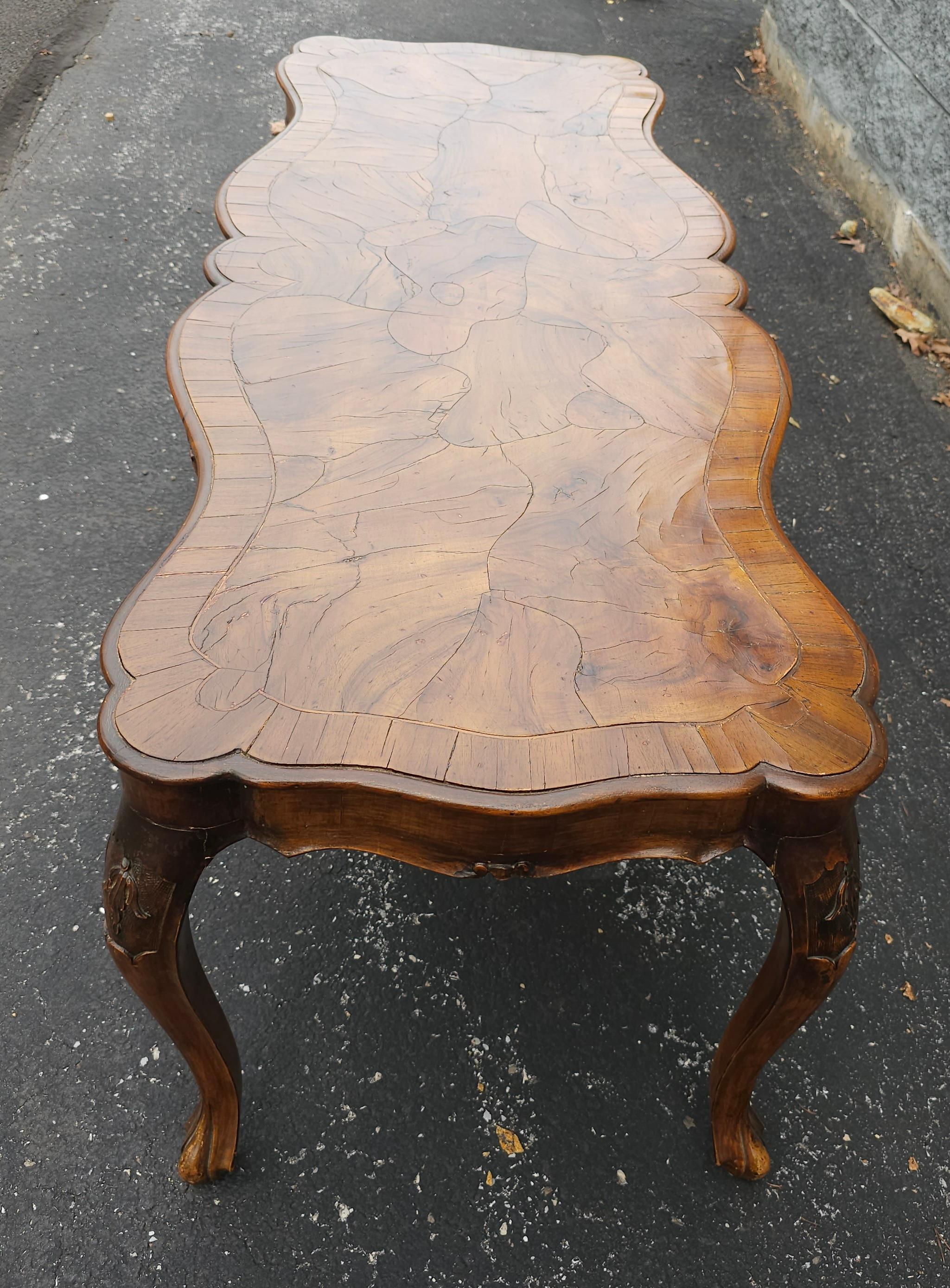 Renaissance Revival Walnut Burl and Fruitwood Cocktail Table In Good Condition For Sale In Germantown, MD