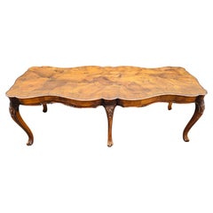Renaissance Revival Walnut Burl and Fruitwood Cocktail Table