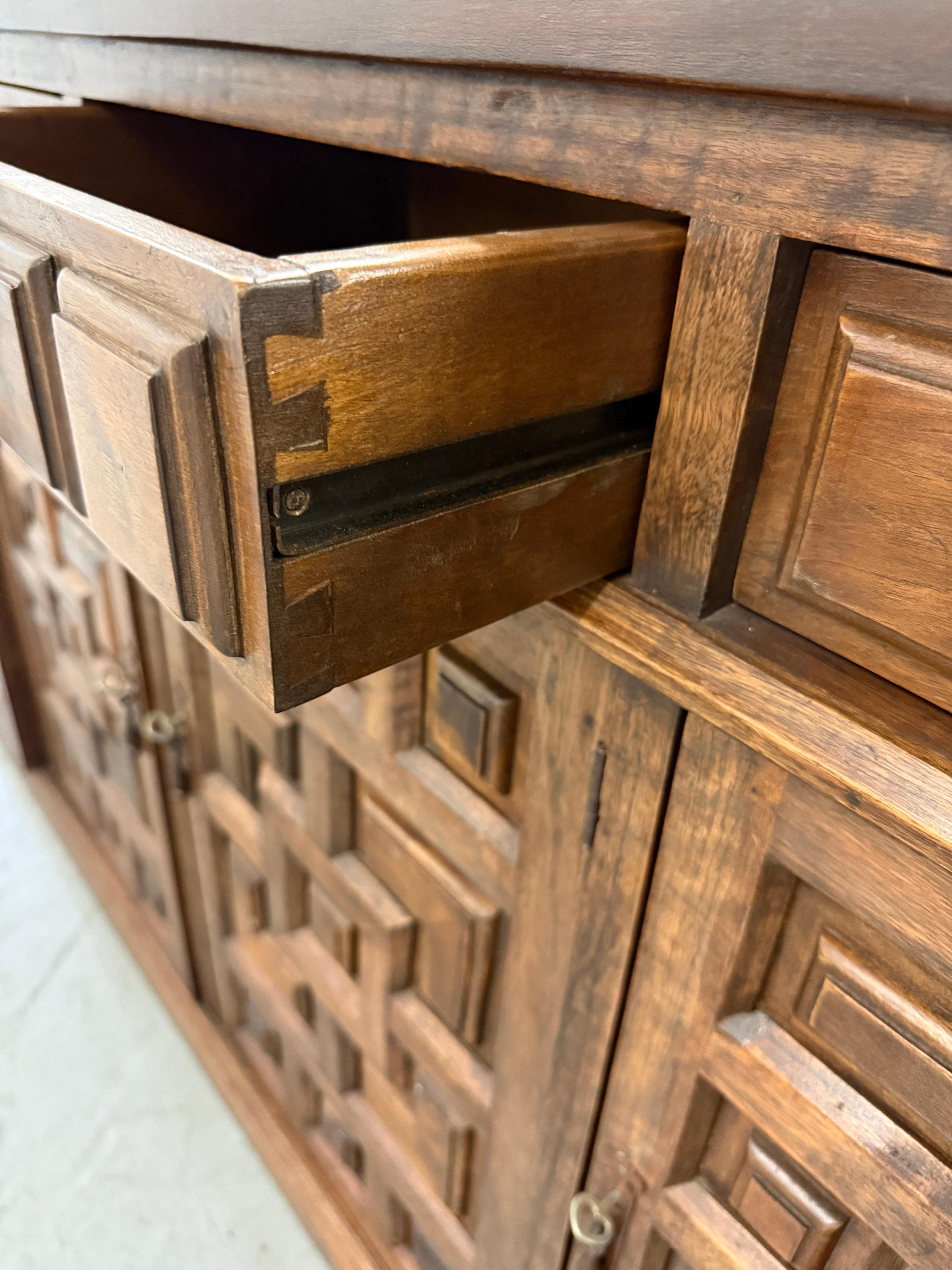 Renaissance Revival Walnut Sideboard with Geometric Panels, 19th Century For Sale 8