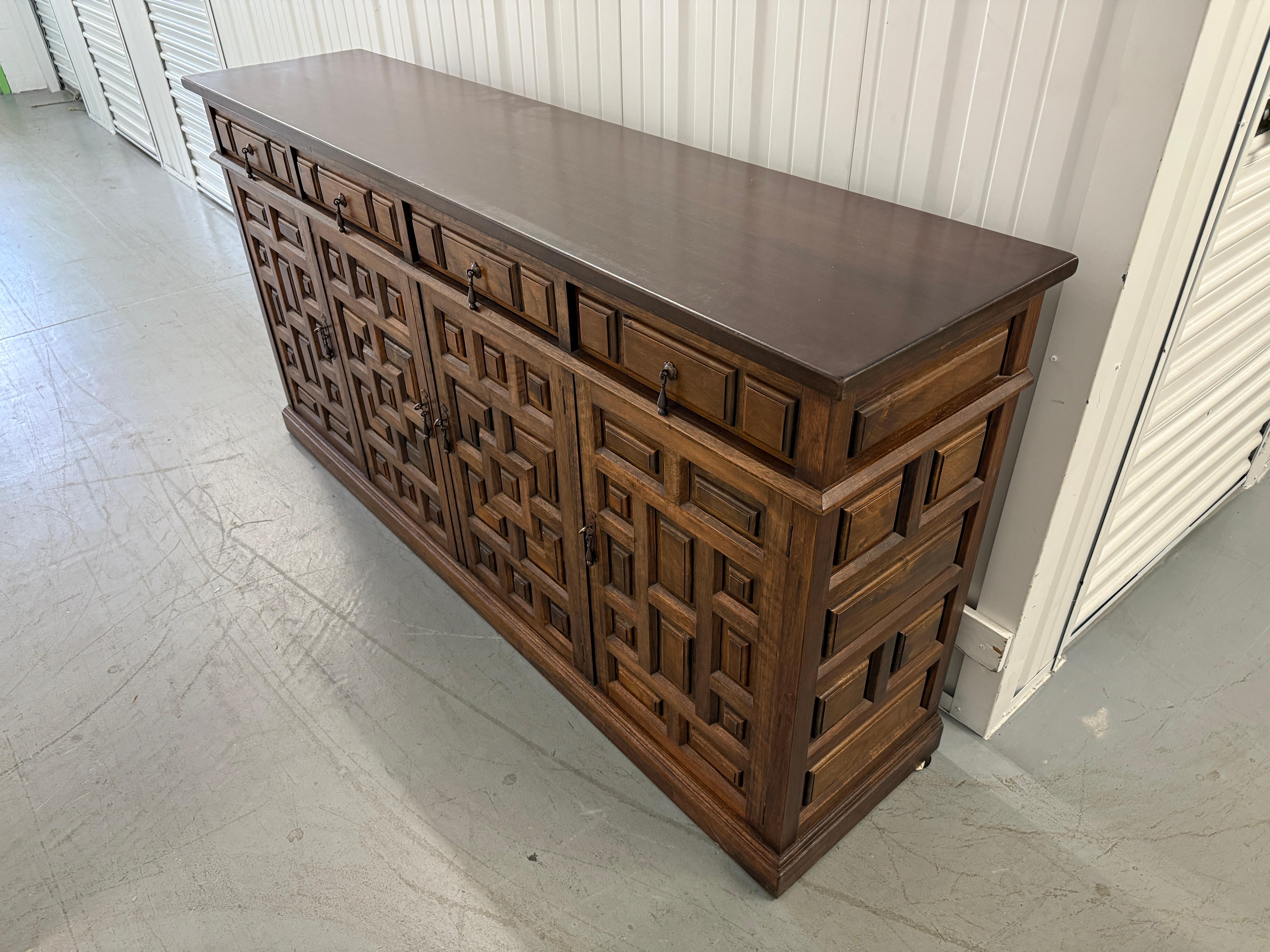 Renaissance Revival Walnut Sideboard with Geometric Panels, 19th Century For Sale 1