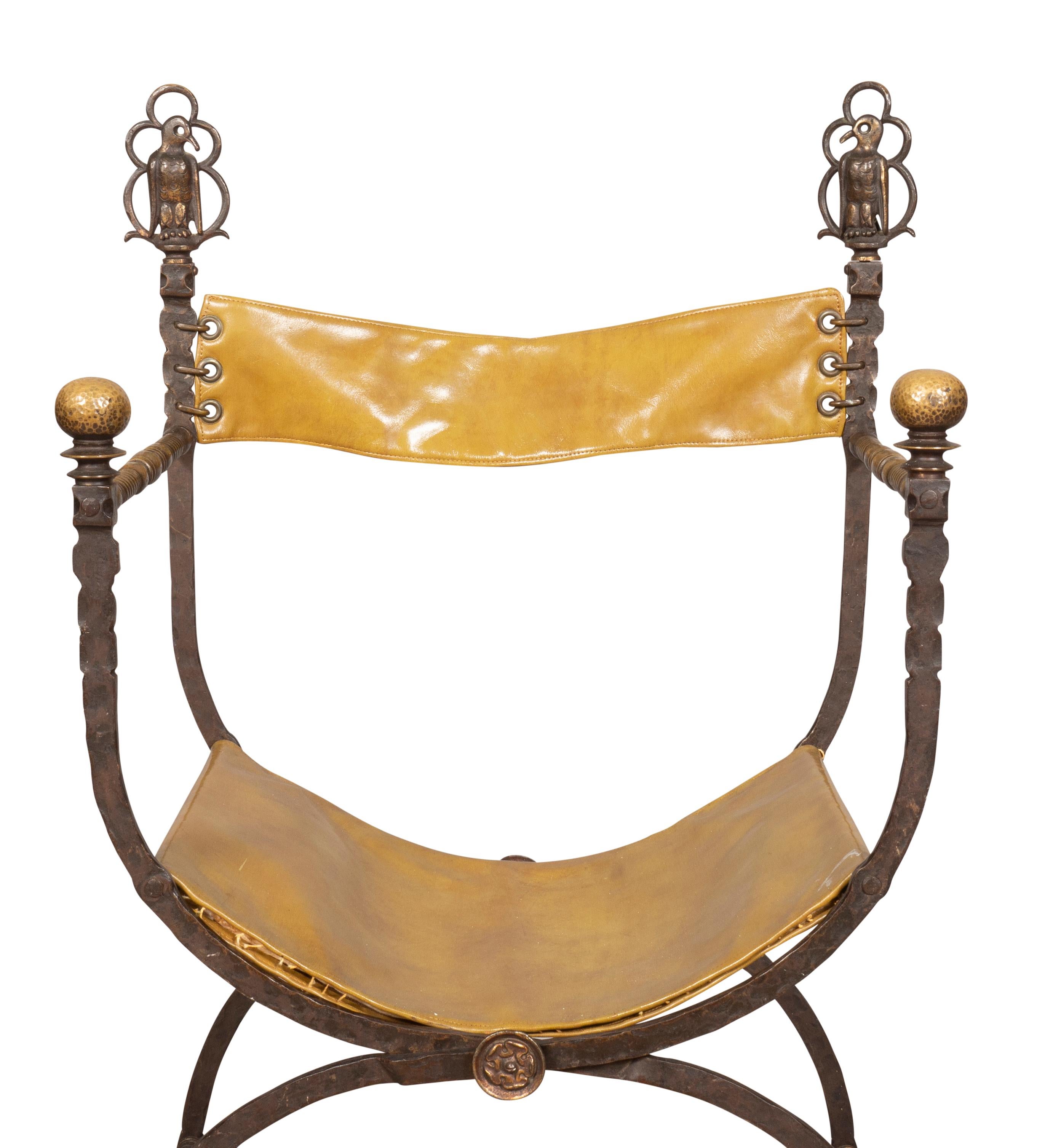 Renaissance-Revival-Stuhl aus Schmiedeeisen und Bronze Dante im Angebot 5