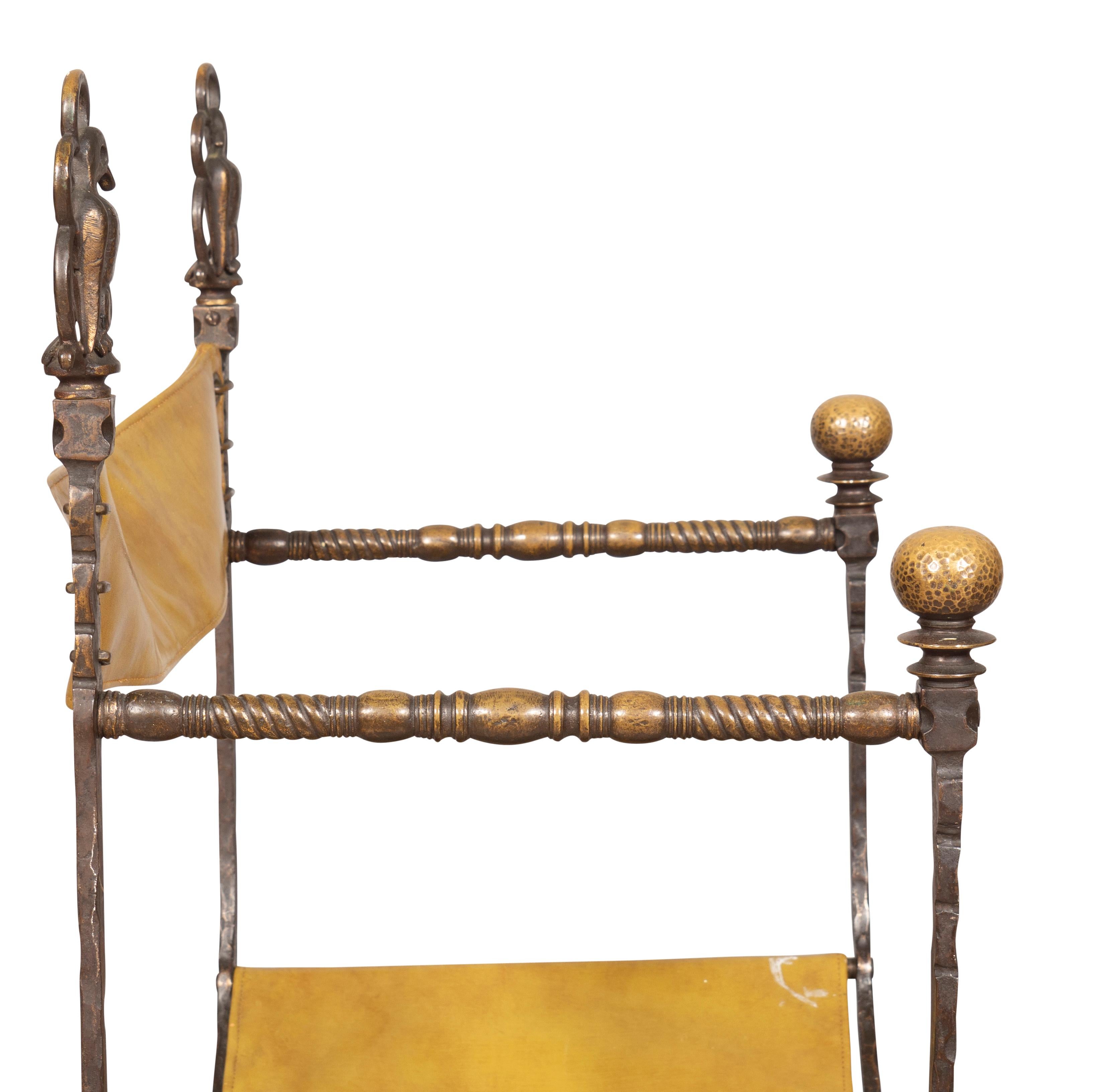 Renaissance-Revival-Stuhl aus Schmiedeeisen und Bronze Dante im Angebot 12