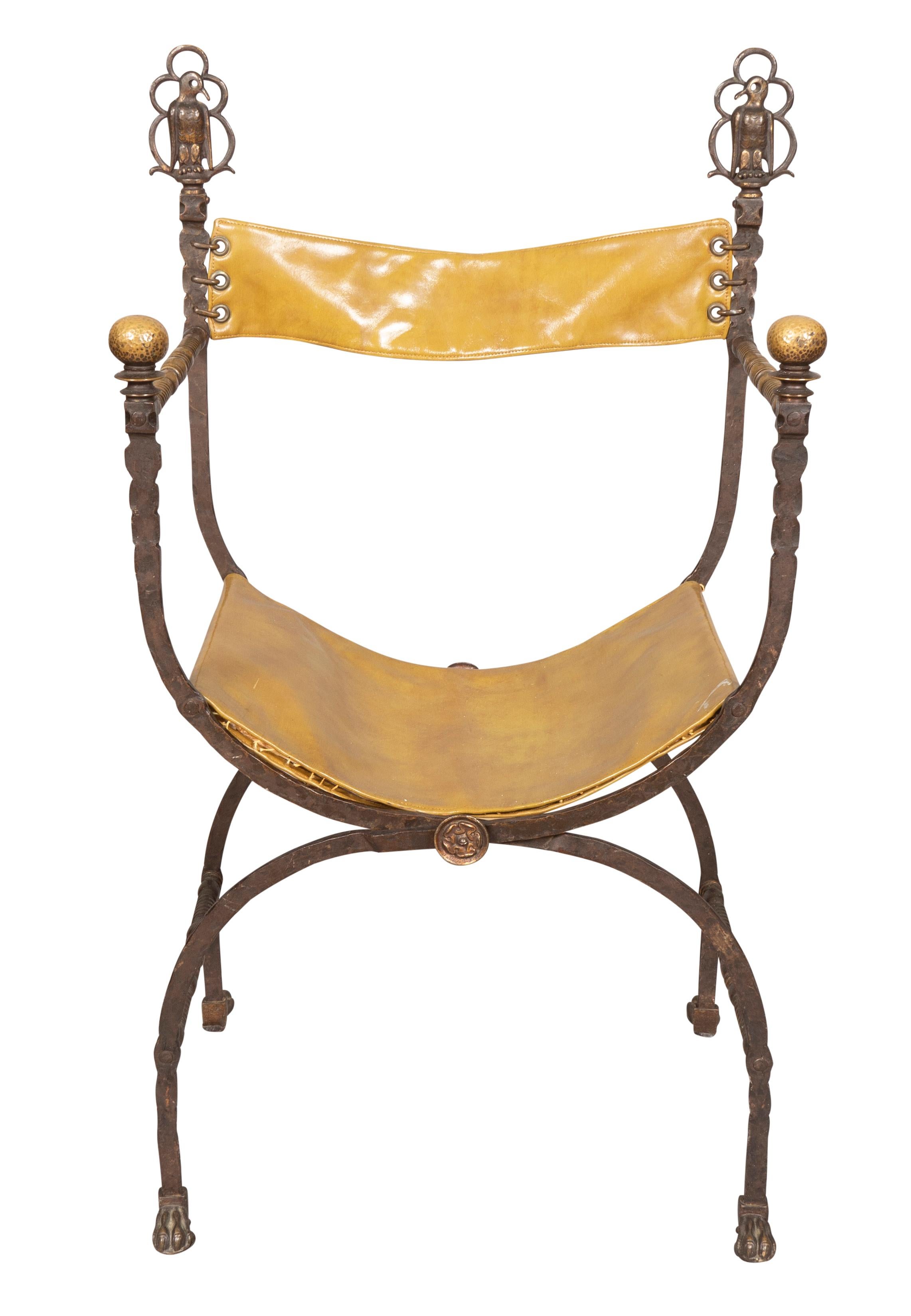 Renaissance-Revival-Stuhl aus Schmiedeeisen und Bronze Dante (Neorenaissance) im Angebot