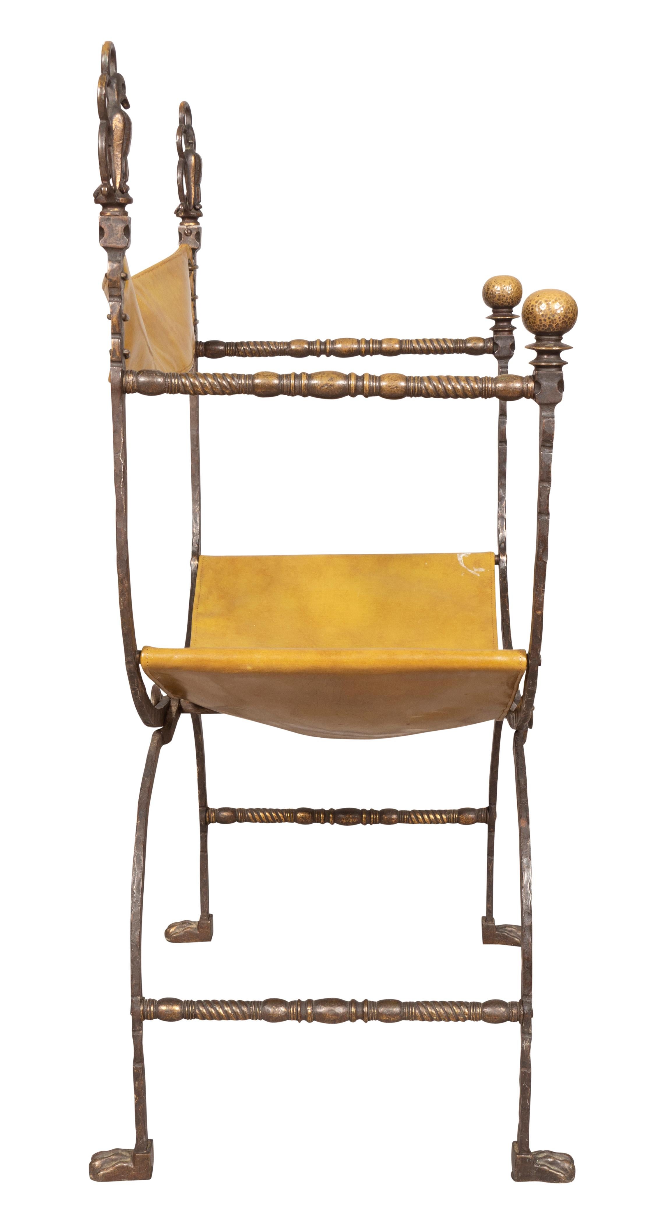 Renaissance Revival Wrought Iron And Bronze Dante Chair In Good Condition For Sale In Essex, MA
