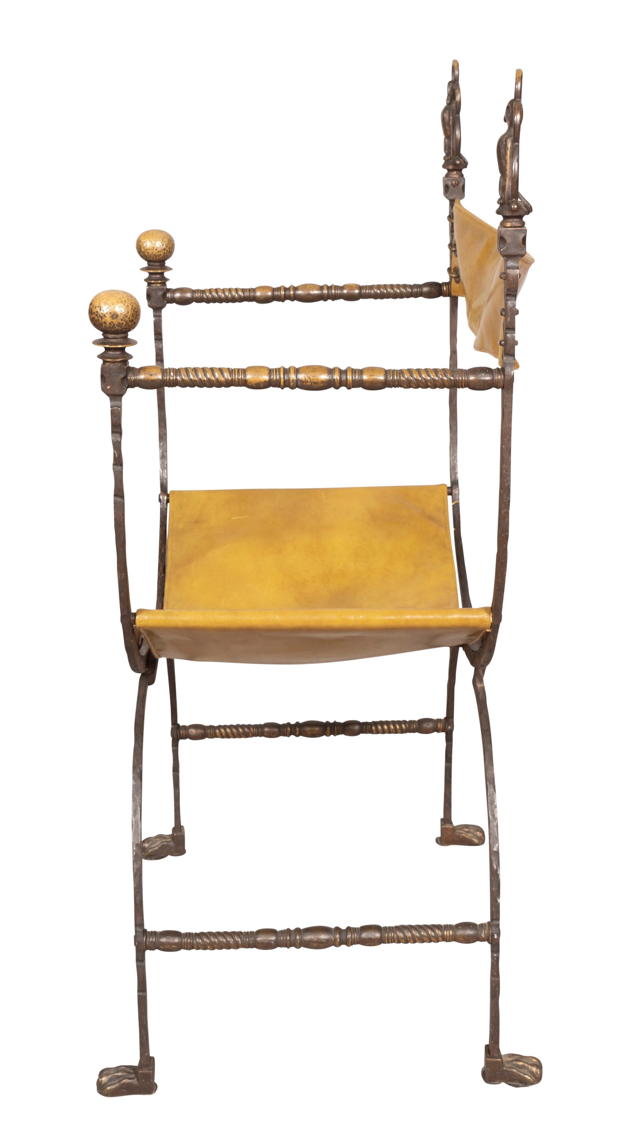 Renaissance-Revival-Stuhl aus Schmiedeeisen und Bronze Dante (Mitte 17. Jahrhundert) im Angebot