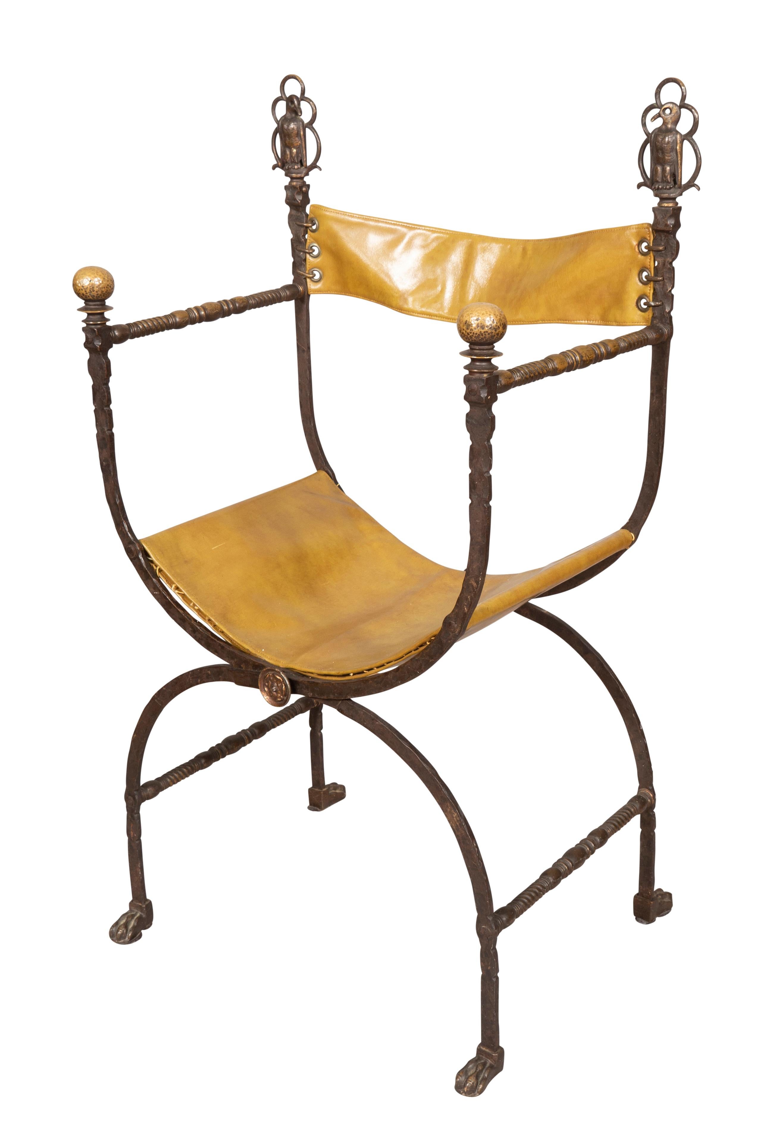 Renaissance-Revival-Stuhl aus Schmiedeeisen und Bronze Dante im Angebot 1