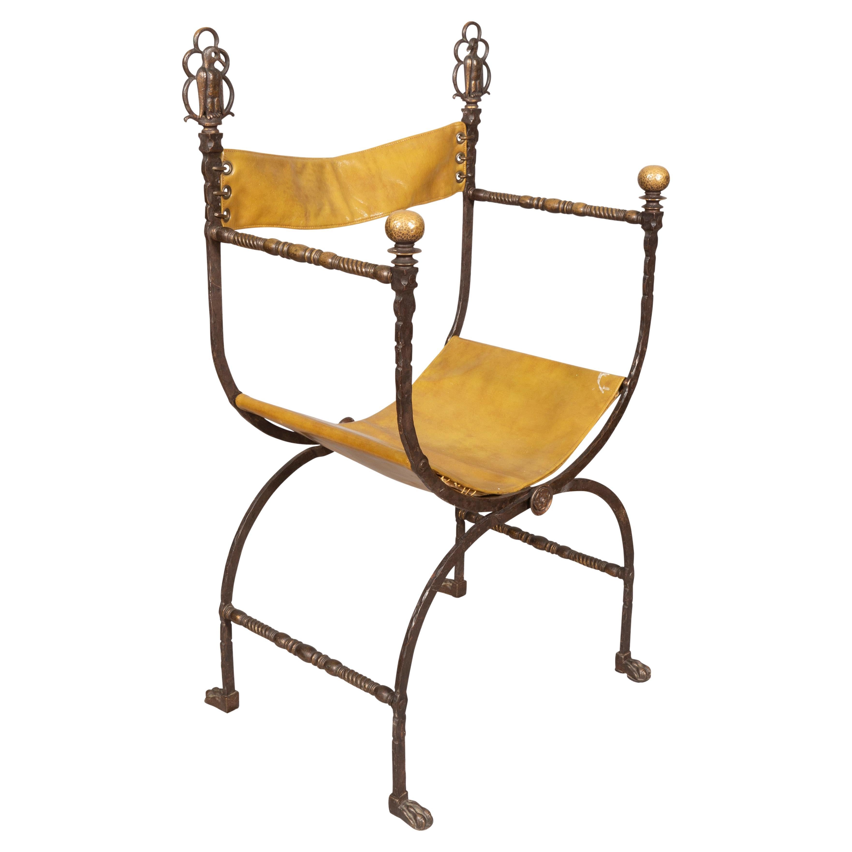 Renaissance Revival Wrought Iron And Bronze Dante Chair For Sale