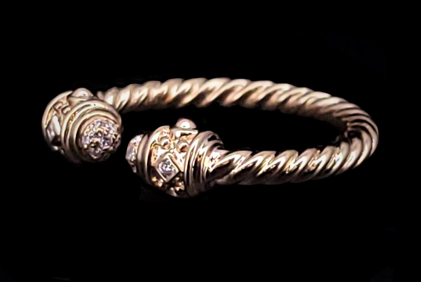 Renaissance Ring 18K Yellow Gold with Diamonds, 2.3mm In New Condition For Sale In New York, NY