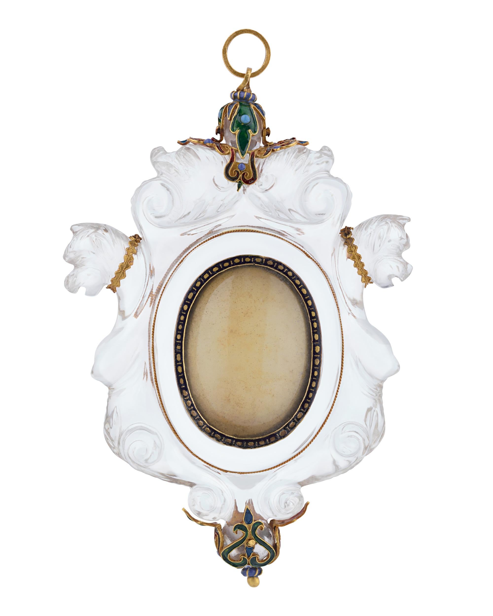 Agnus Dei Renaissance en cristal de roche et or Excellent état - En vente à New Orleans, LA