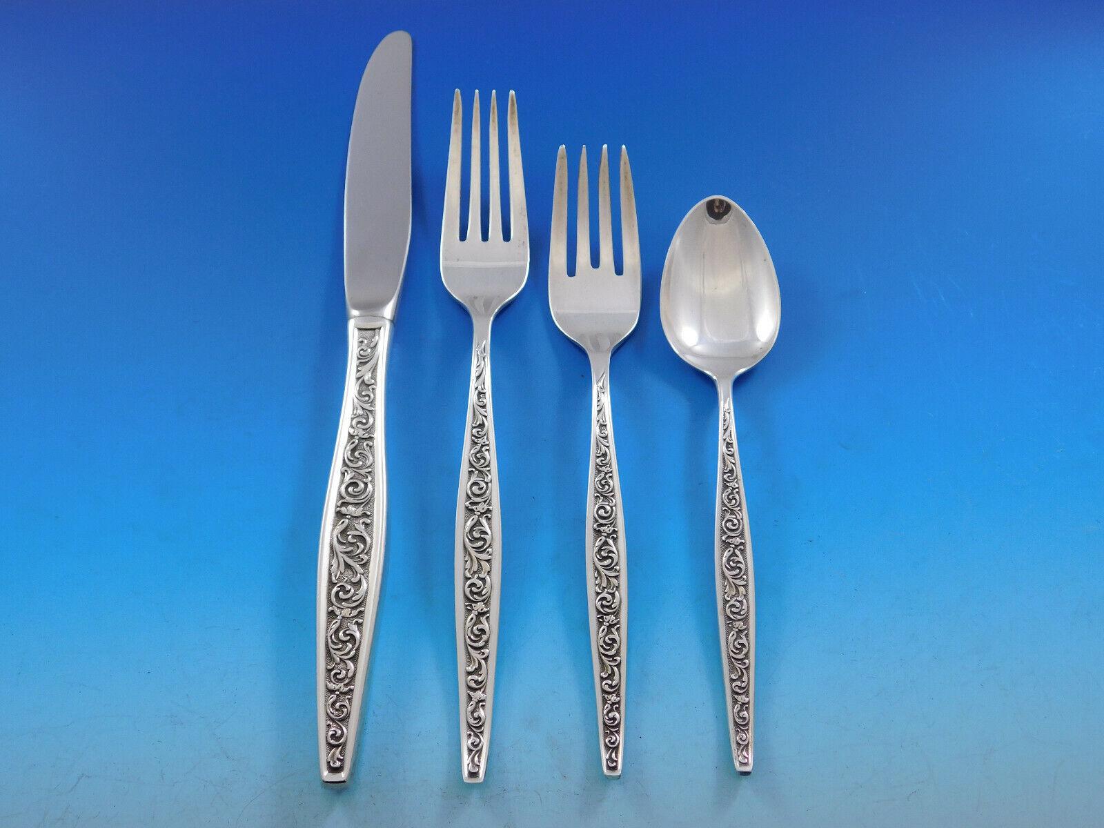 Renaissance Scroll by Reed and Barton, circa 1969, Sterling Silver Flatware set - 46 pieces. This set includes:

8 Knives, 9 1/8