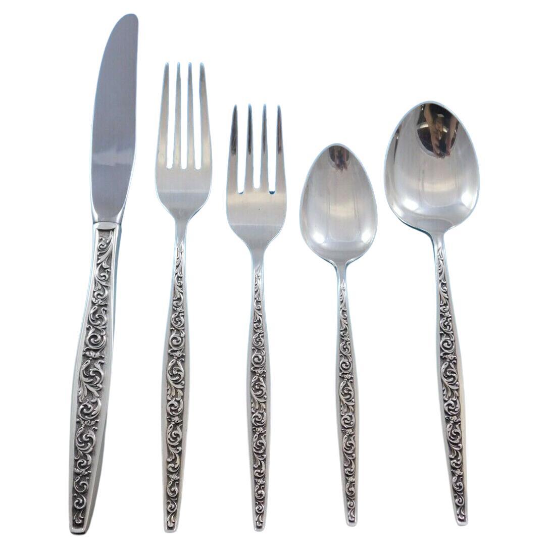 Set di posate in argento Sterling Renaissance Scroll by Reed and Barton 46 pezzi