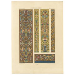 Pergamino renacentista con querubines y grotescos - Ornamento clásico, 1869