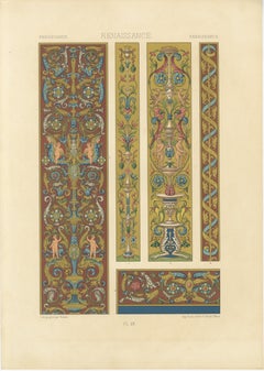 Pergamino renacentista con querubines y grotescos - Ornamento clásico, 1869
