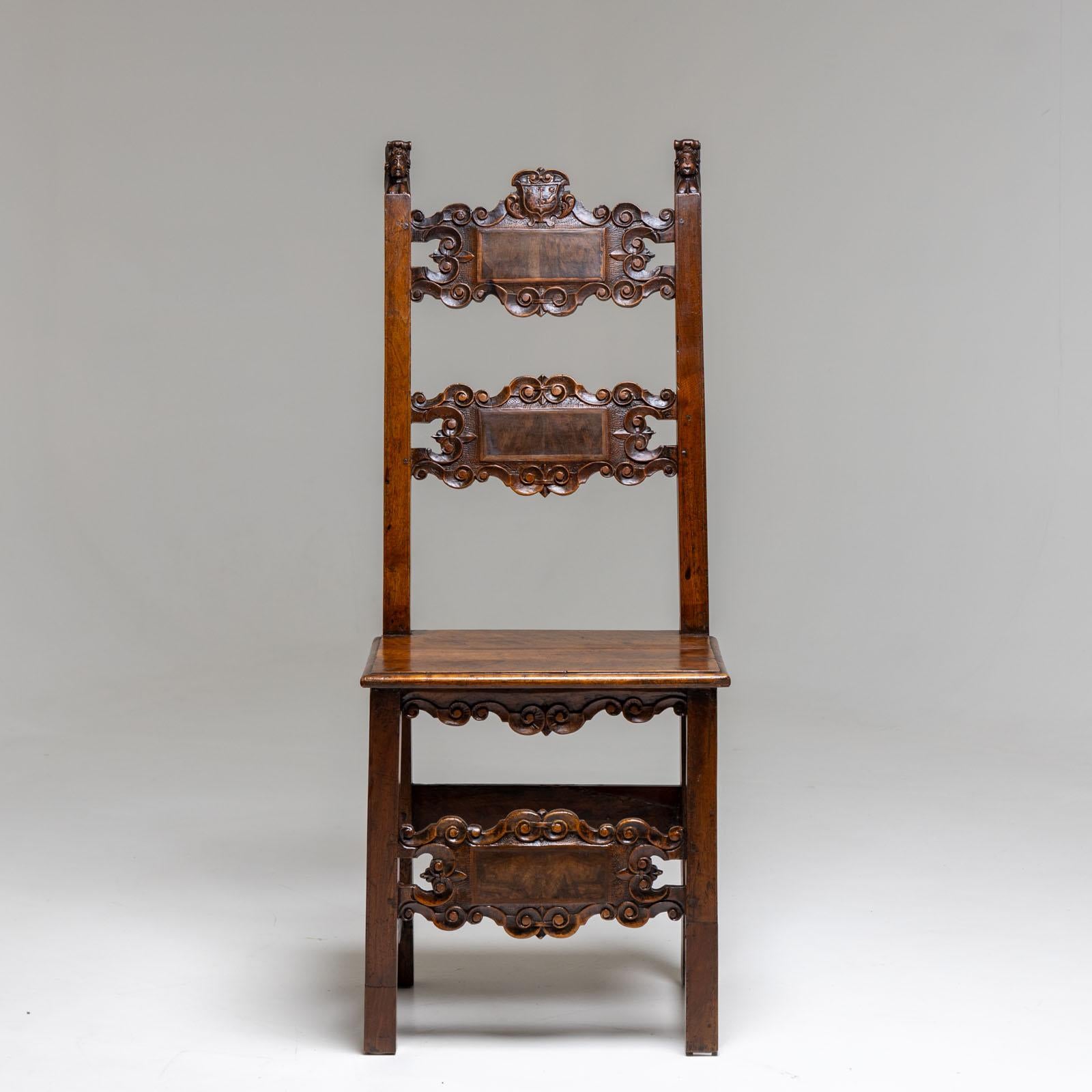 18th Century and Earlier Renaissance Side Chair, Italy 17th Century For Sale