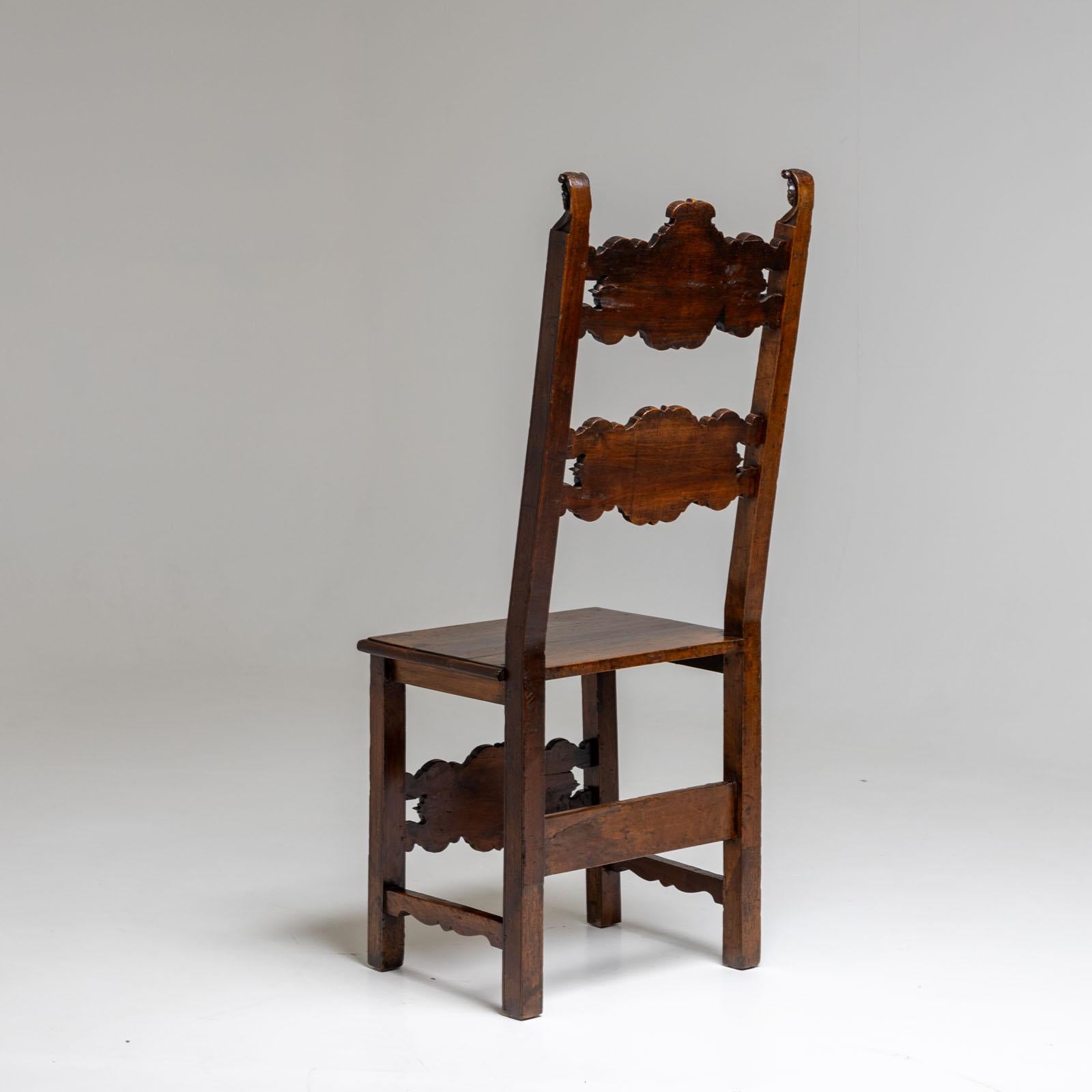 Walnut Renaissance Side Chair, Italy 17th Century For Sale