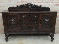 Renaissance Spanish Buffet with Two Doors, Three Drawers and Crest