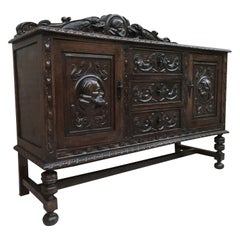 Renaissance Spanish Buffet with Two Doors, Three Drawers and Crest