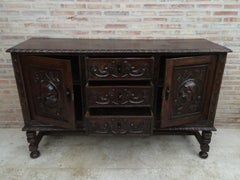 Renaissance Spanish Buffet with Two Doors, Three Drawers