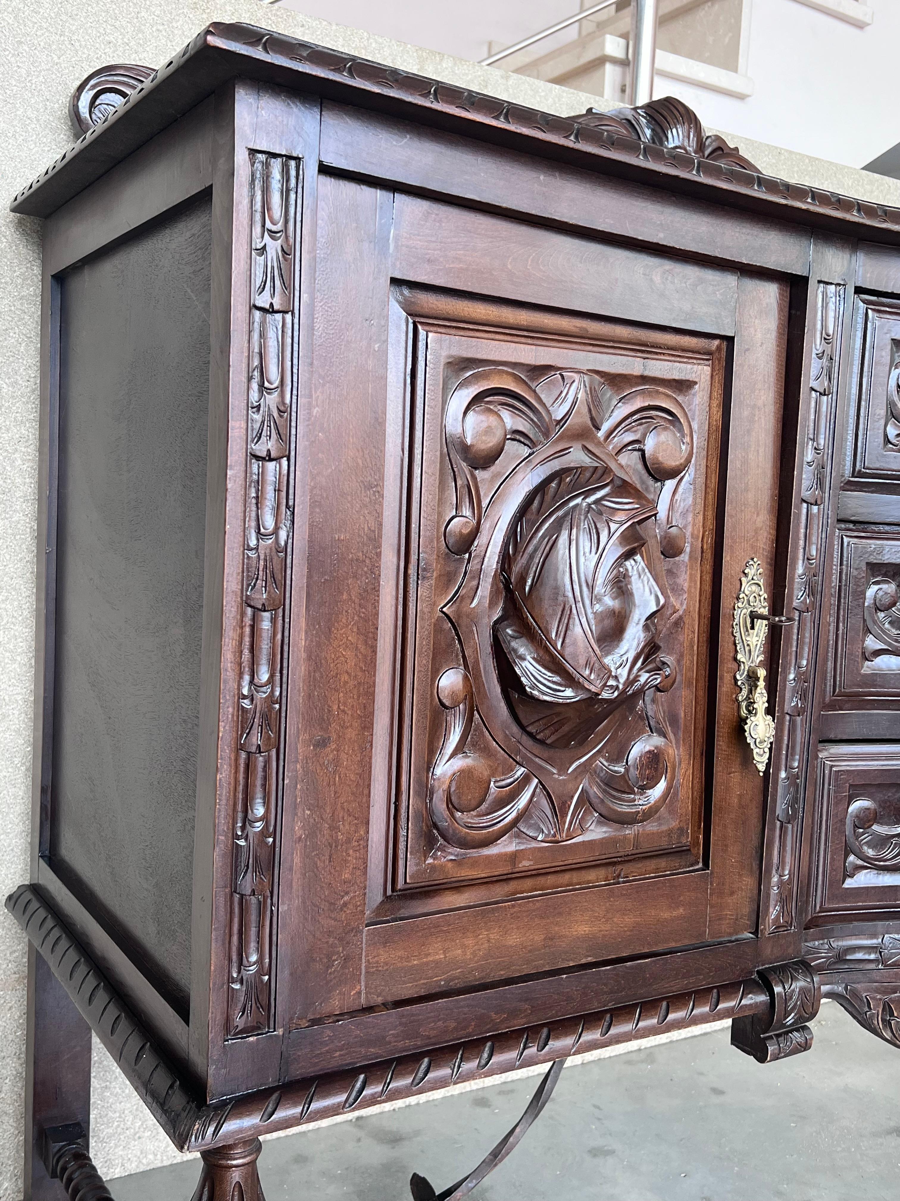 Renaissance Spanish Buffet with Two Doors, Three Drawers For Sale 2