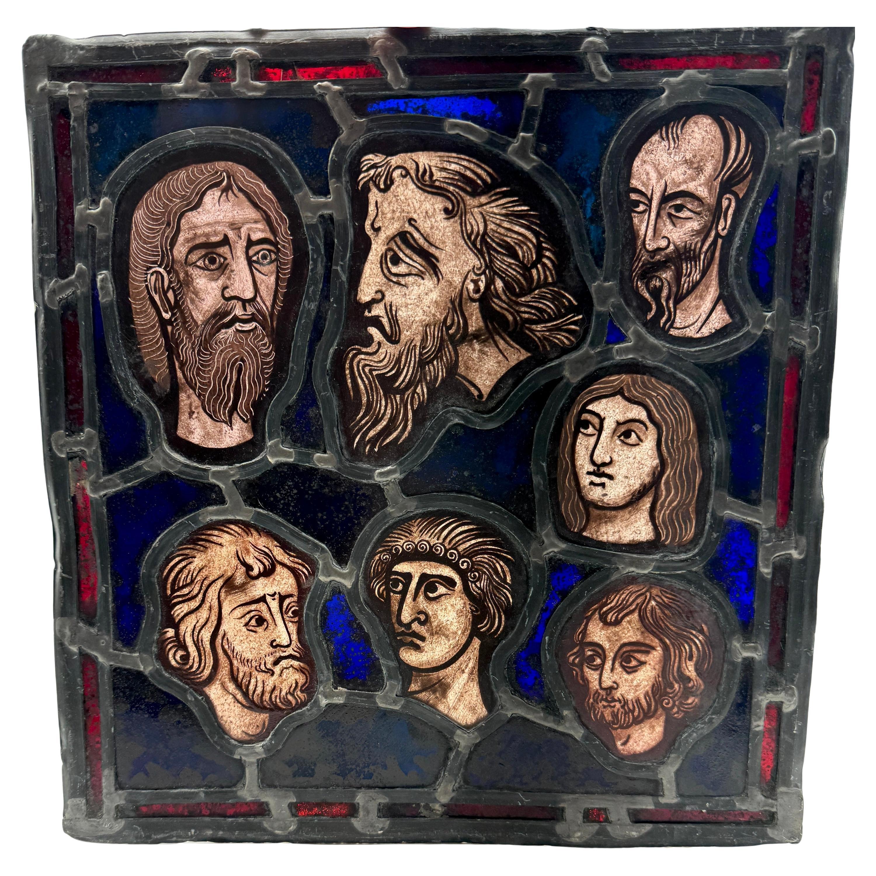 Pannello in vetro colorato rinascimentale, "Sette uomini di buona reputazione".