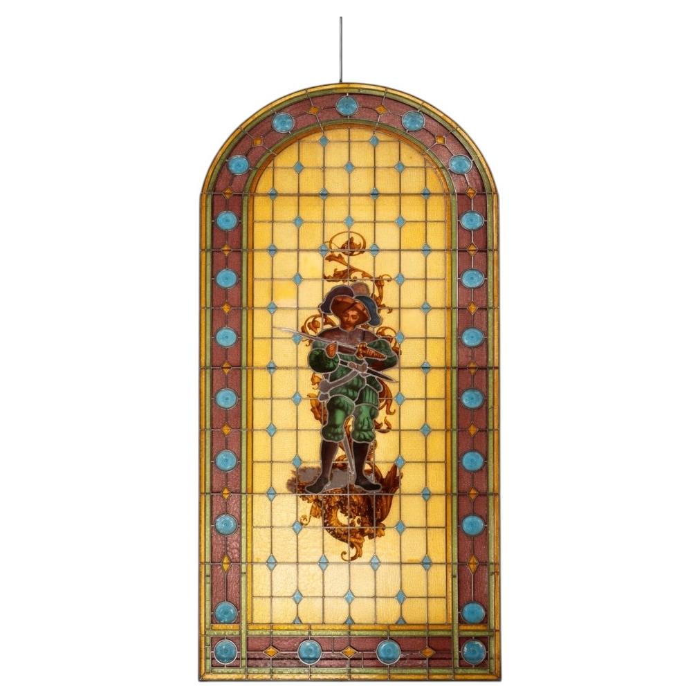 Renaissance Stained Glass Window, Louis XVIII - 19th Century