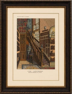 Renaissance Stair Hall with Armored Knight Figure, c.1900