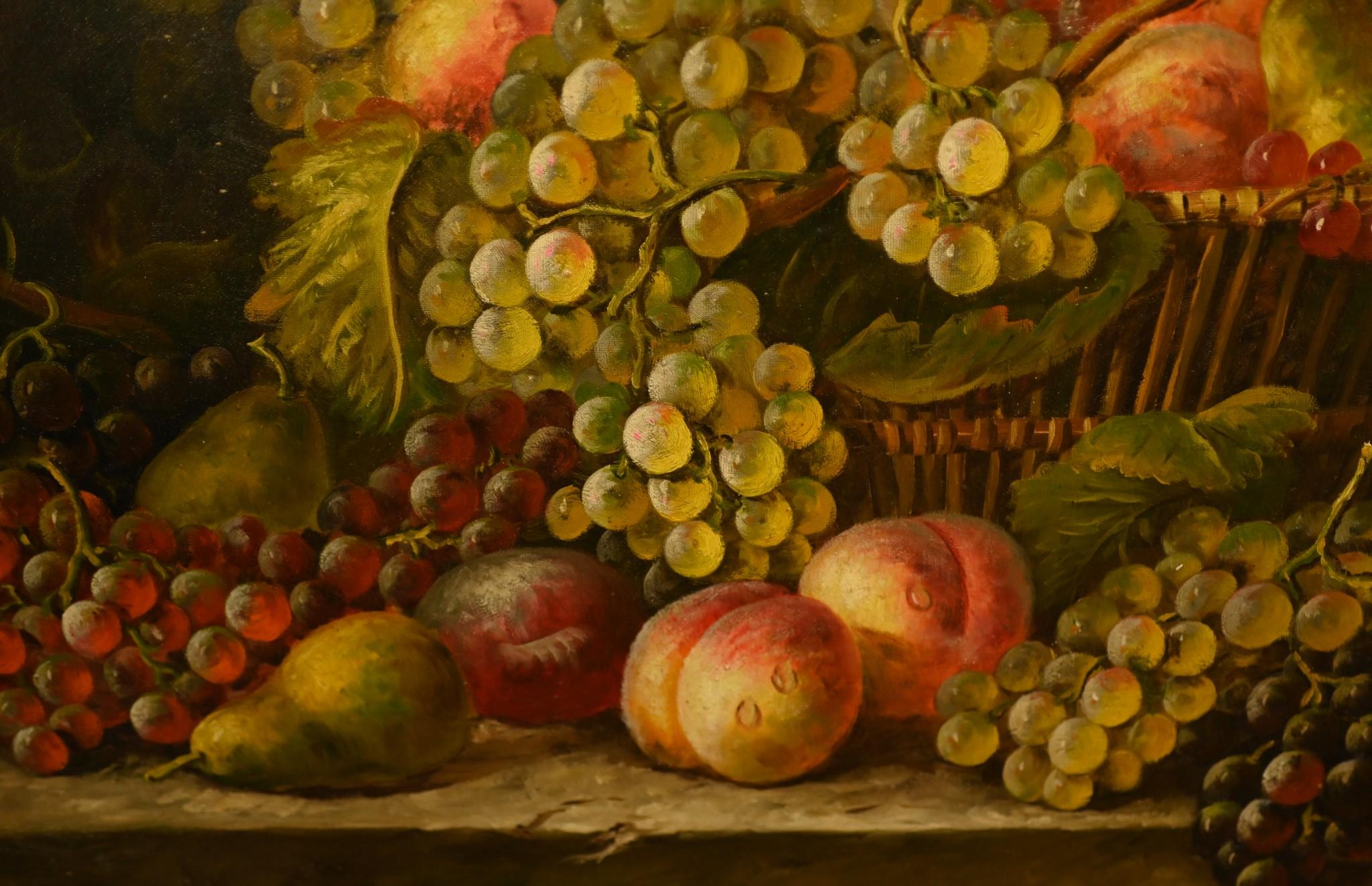 Renaissance Still Life Oil Painting Grape Fruit Italian Art For Sale 5