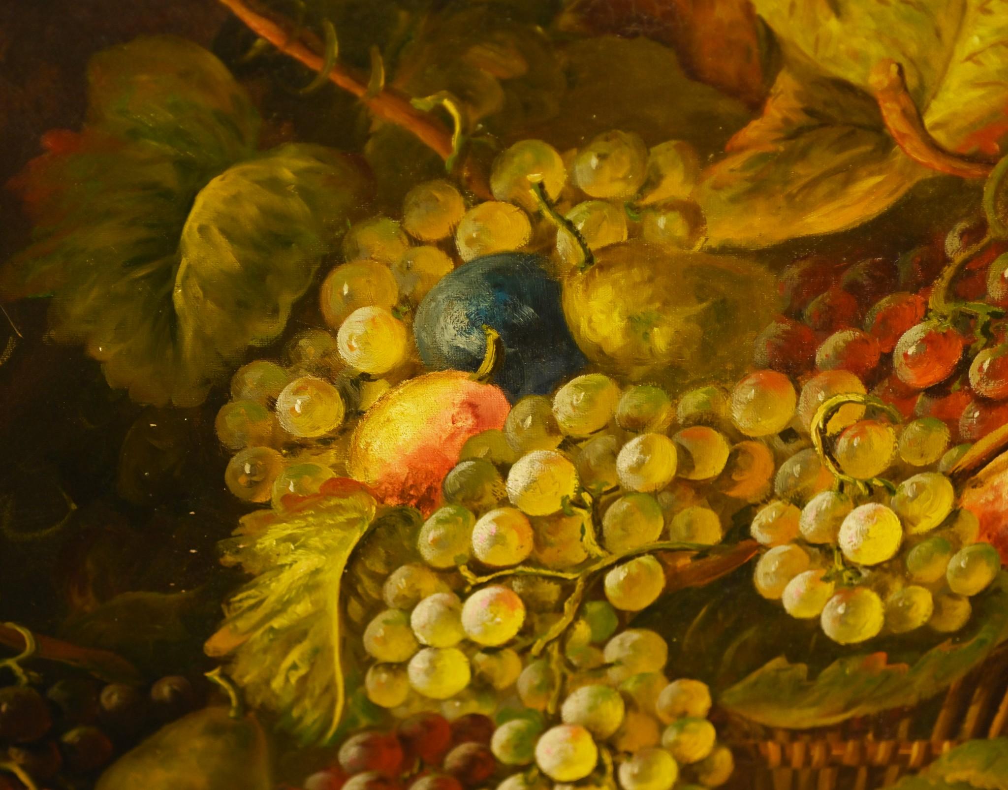 Renaissance Still Life Oil Painting Grape Fruit Italian Art In Good Condition For Sale In Potters Bar, GB