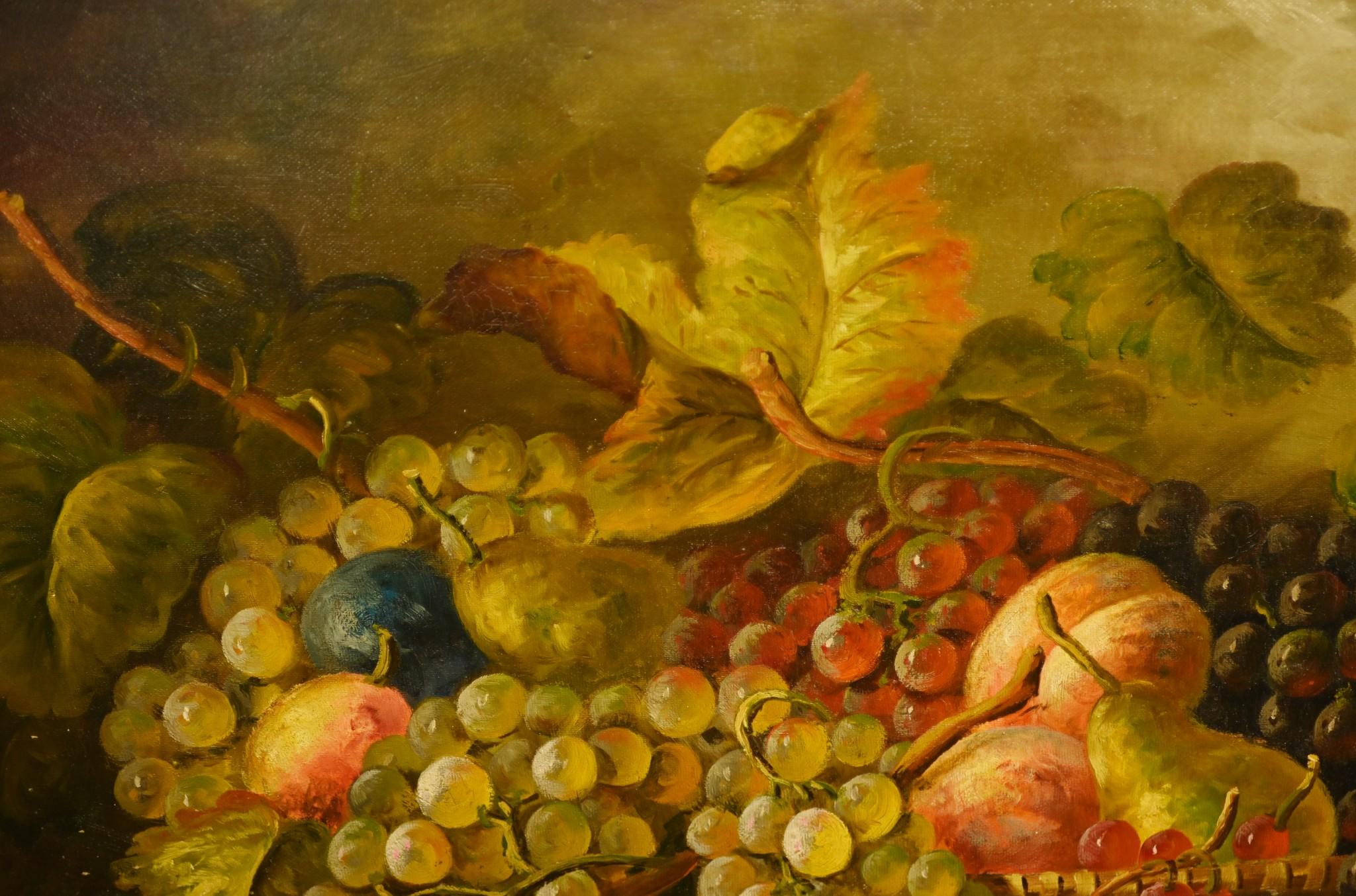 Renaissance Still Life Oil Painting Grape Fruit Italian Art For Sale 4