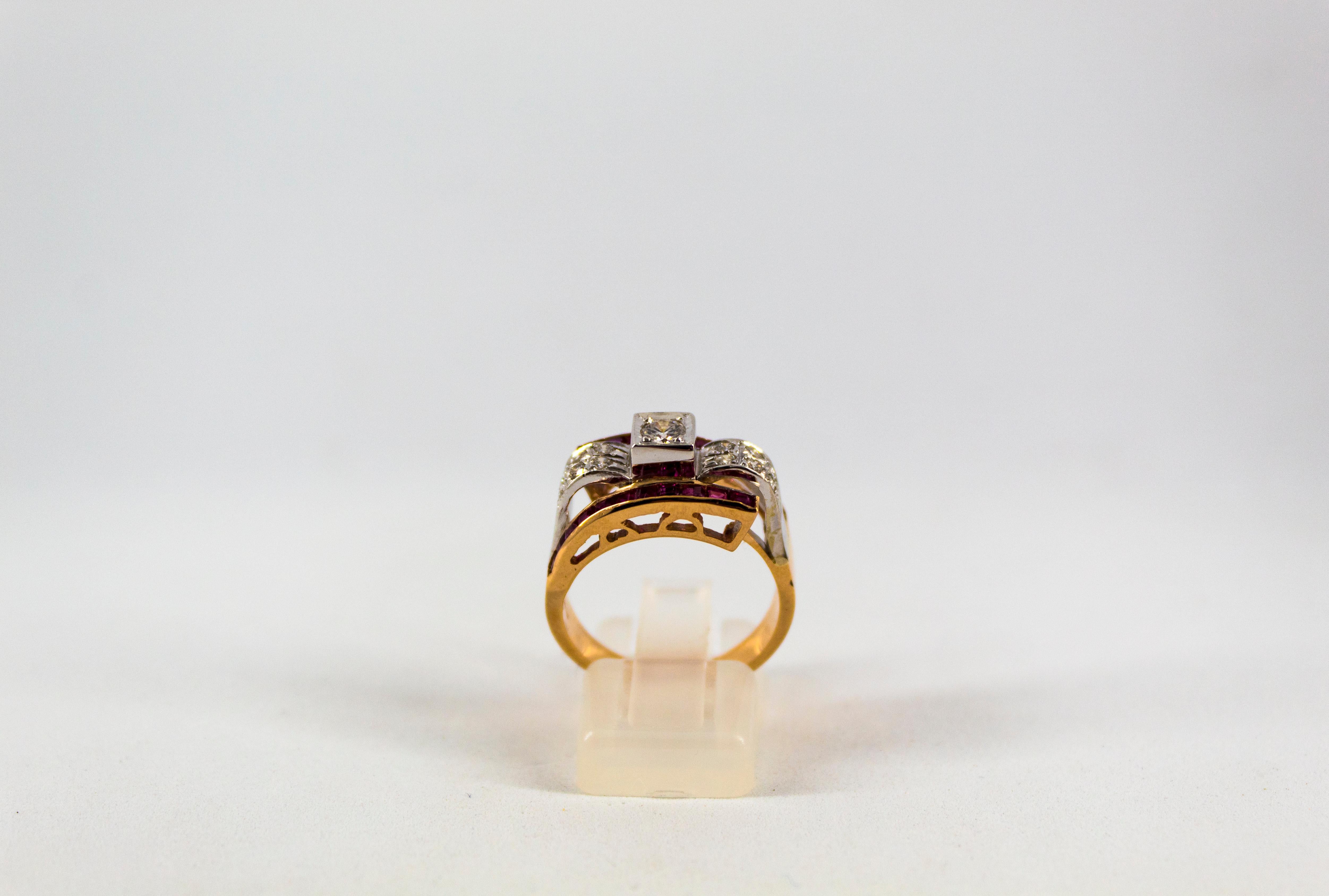This Ring is made of 14K Yellow Gold.
This Ring has 0.50 Carats of White Diamonds.
This Ring has 1.10 Carats of Rubies.
Size ITA: 17 USA: 8
We're a workshop so every piece is handmade, customizable and resizable.
