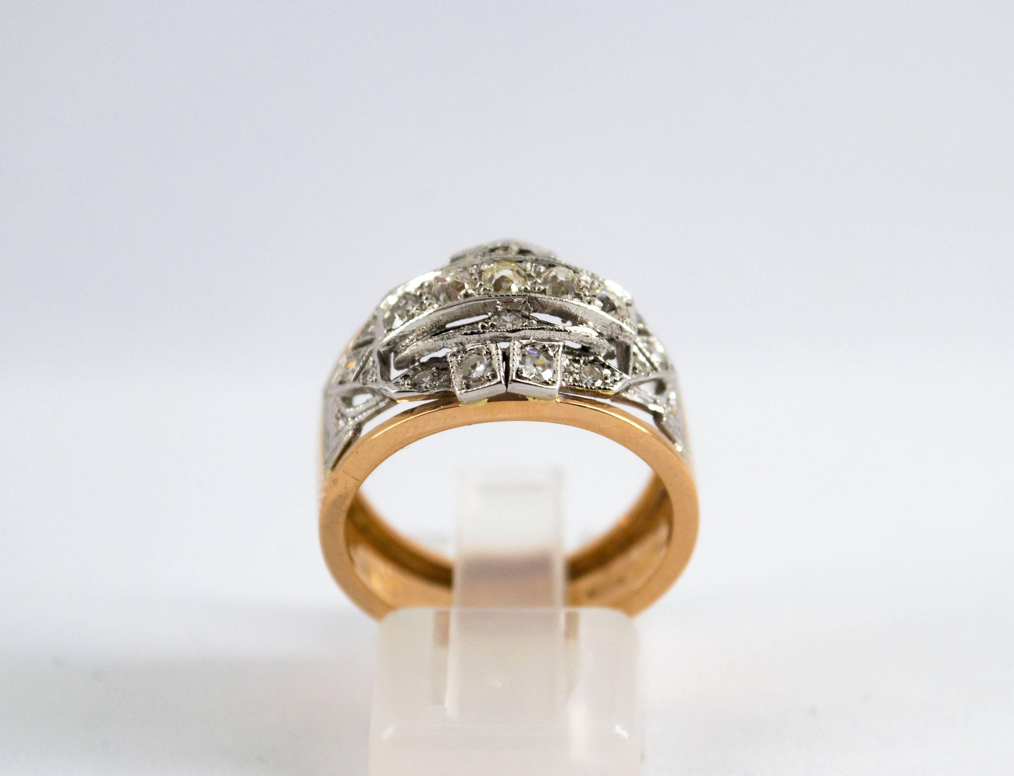 Renaissance Style 0.75 Carat White Diamond Yellow Gold Ring In New Condition In Naples, IT