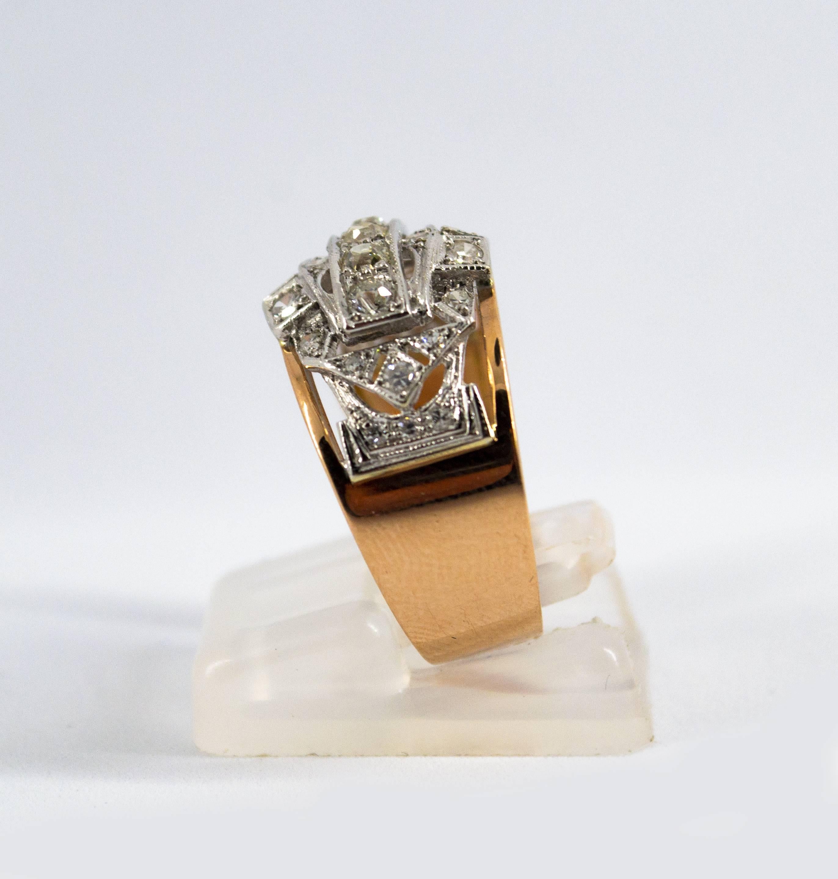 Renaissance Style 0.75 Carat White Diamond Yellow Gold Ring 1