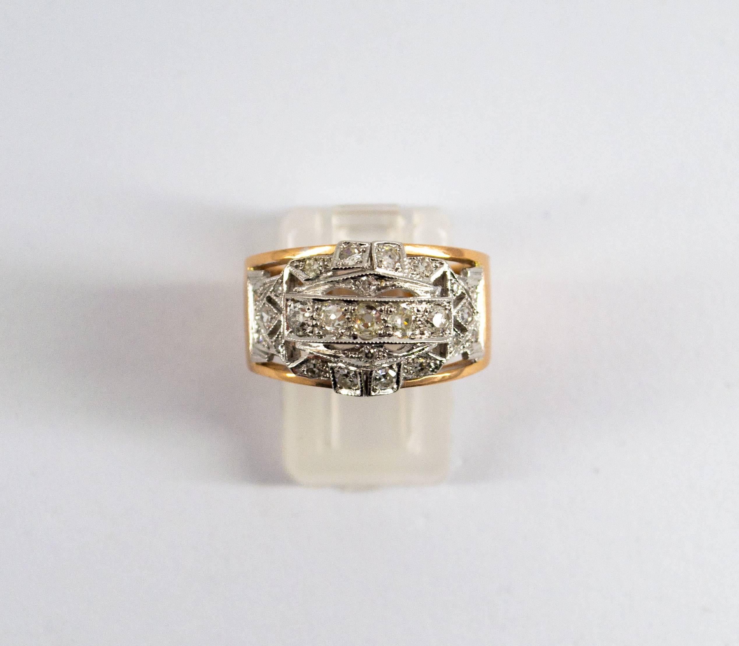 Renaissance Style 0.75 Carat White Diamond Yellow Gold Ring 2