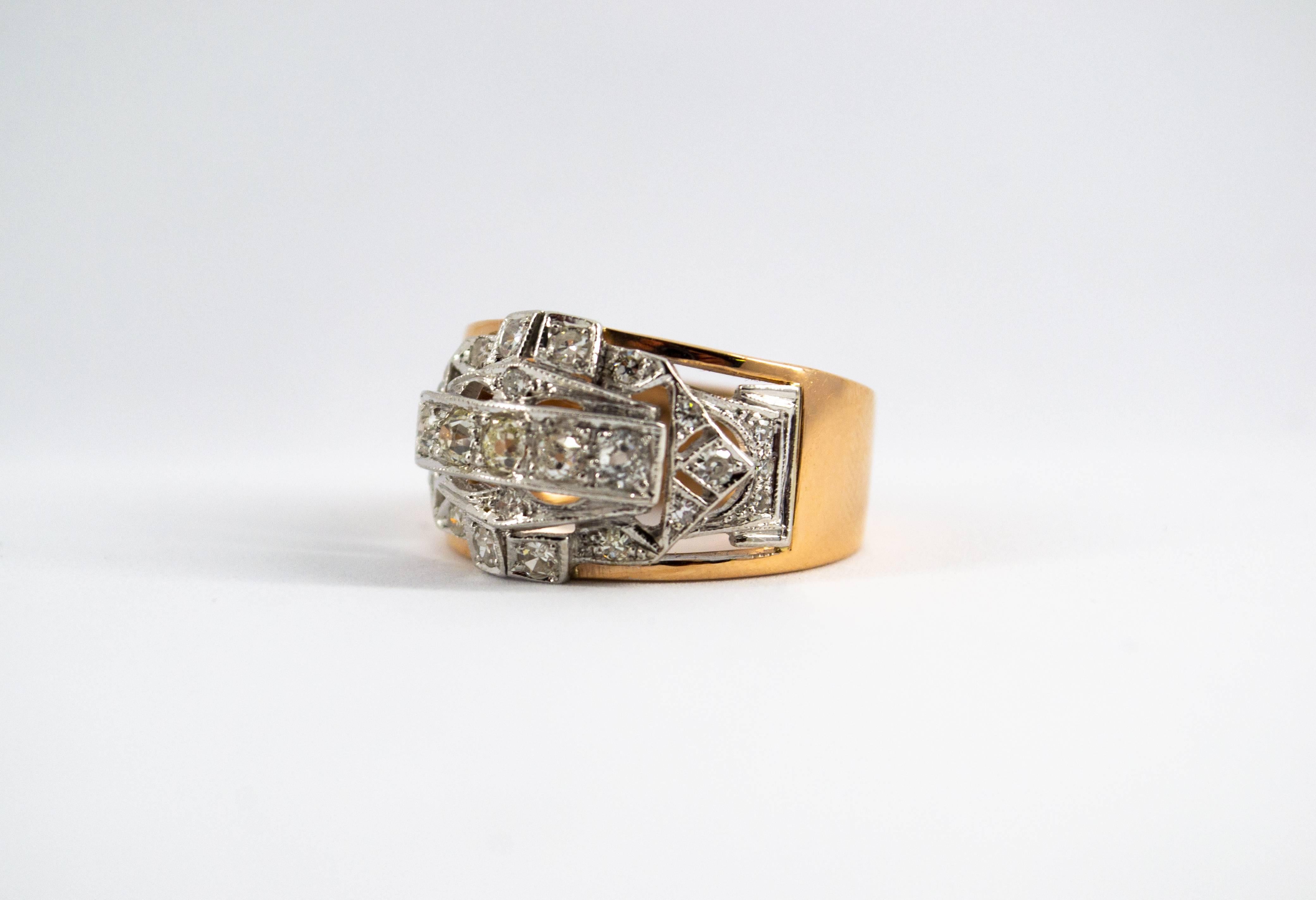 Renaissance Style 0.75 Carat White Diamond Yellow Gold Ring 4