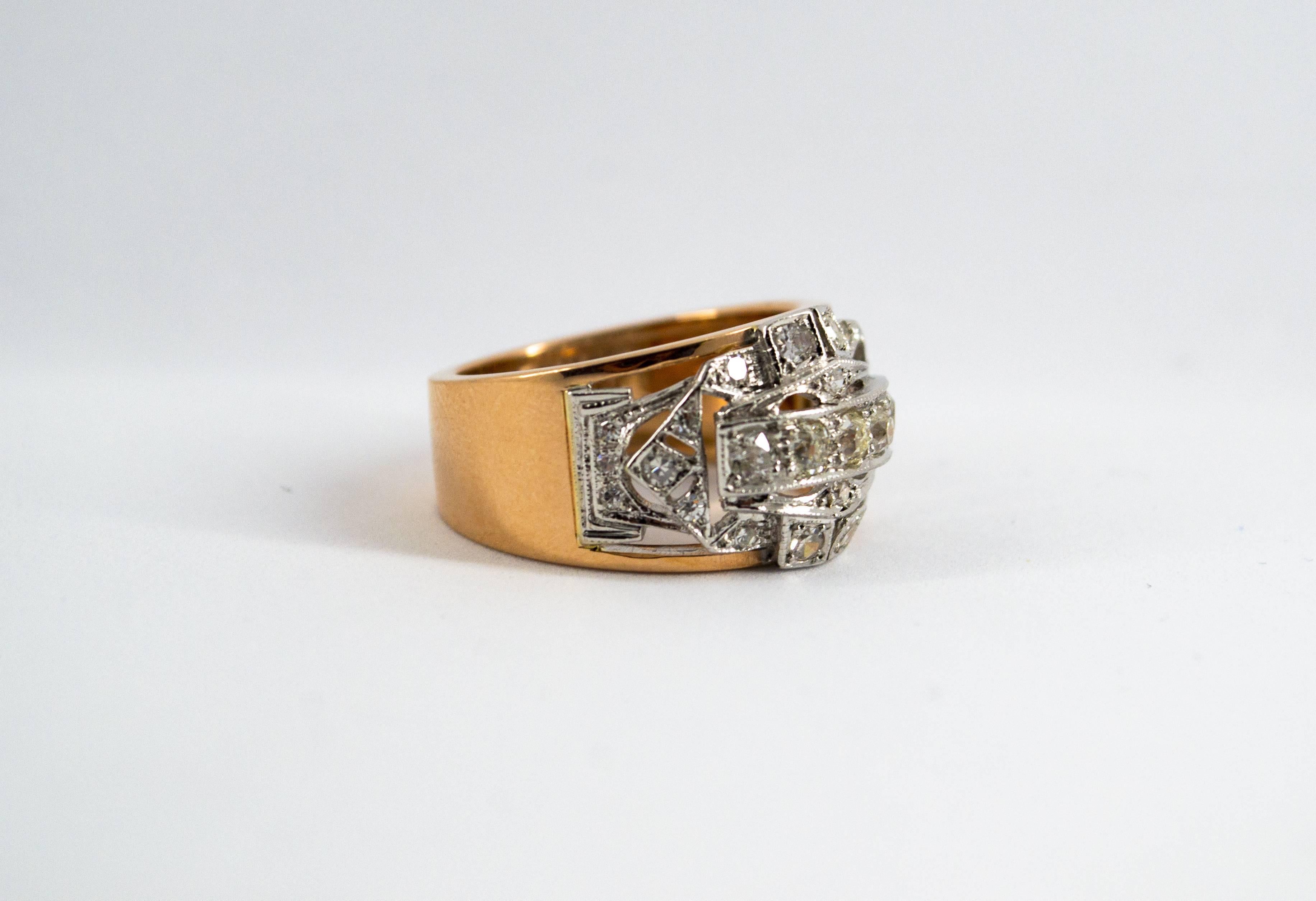 Renaissance Style 0.75 Carat White Diamond Yellow Gold Ring 5