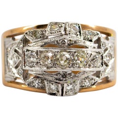 Renaissance Style 0.75 Carat White Diamond Yellow Gold Ring