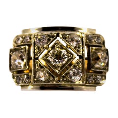Renaissance Style 1.20 Carat White Diamond Yellow Gold Band Ring