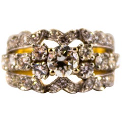 Renaissance Style 2.00 Carat White Diamond Yellow Gold Band Ring
