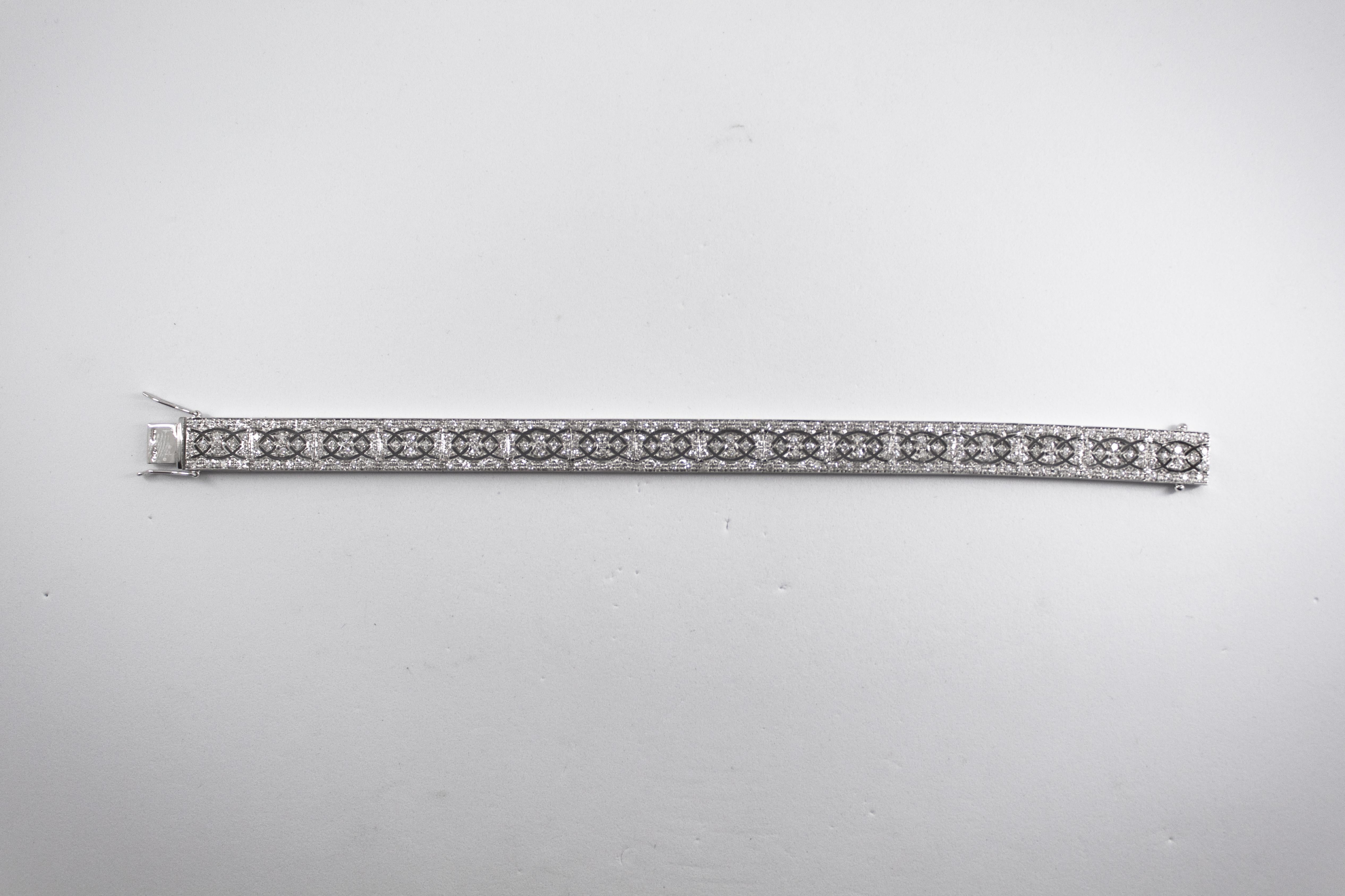 Renaissance Style 2.70 Carat White Diamond White Gold Bracelet 8