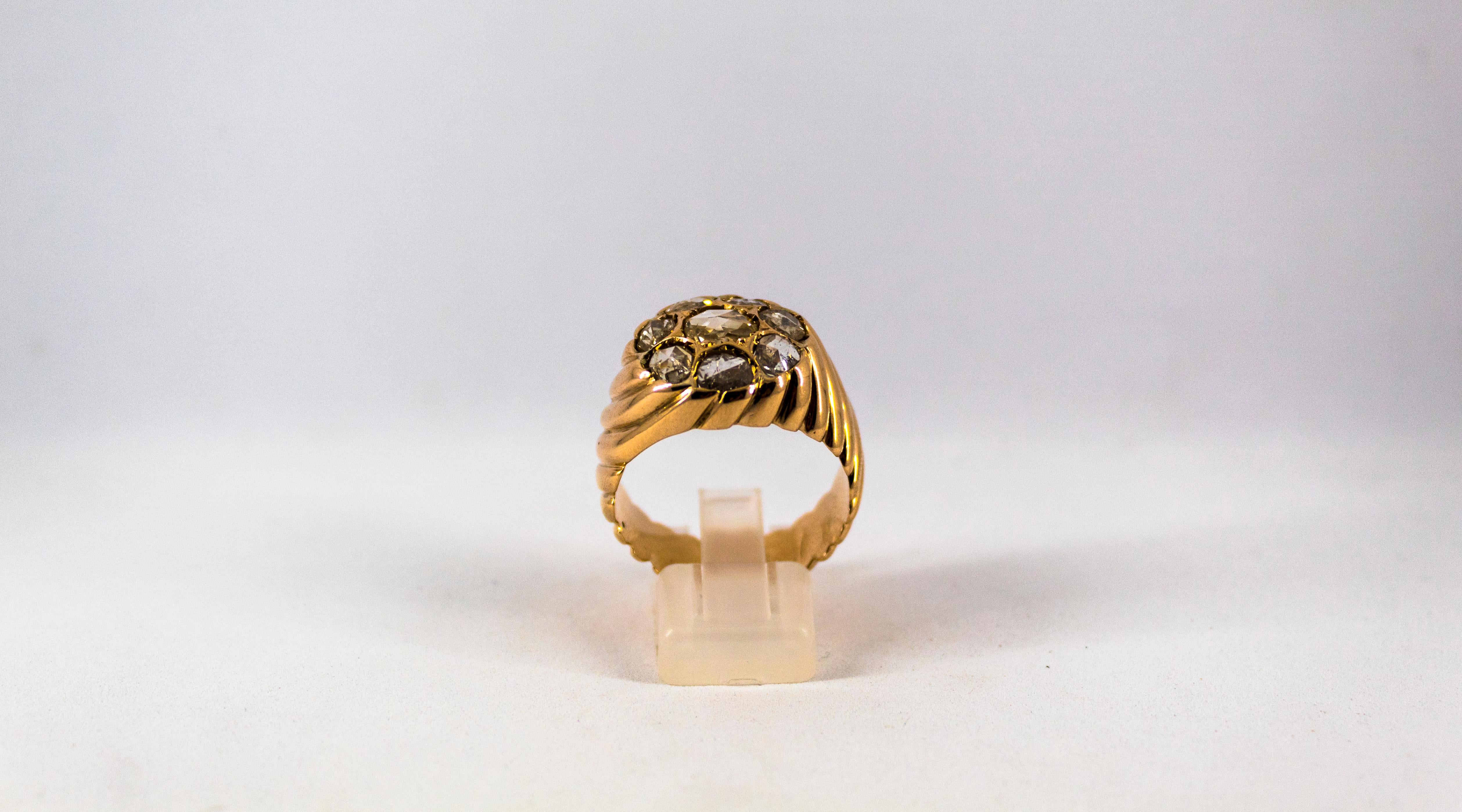 Renaissance Style 2.80 Carat White Rose Cut Diamond Yellow Gold Cocktail Ring In New Condition In Naples, IT